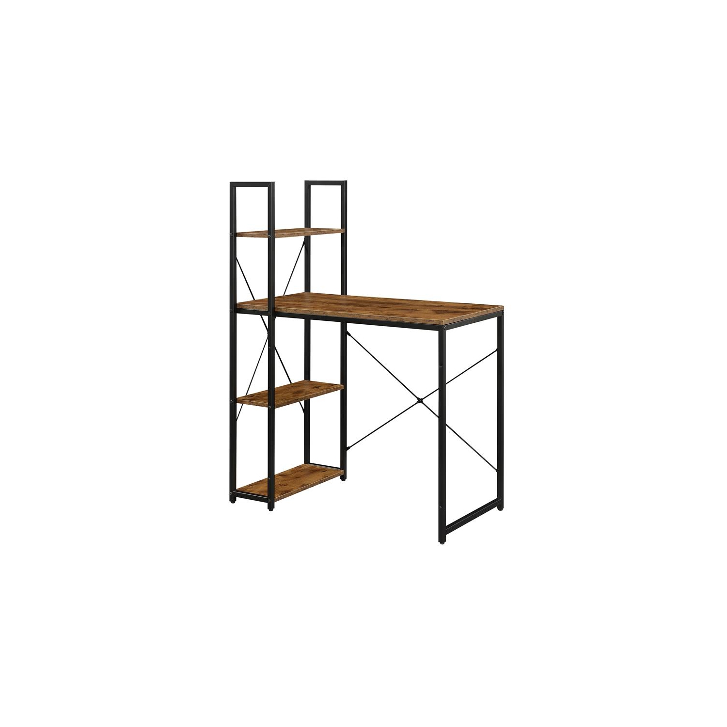 Convenience Concepts Designs2Go Office Workstation with Shelves in Nutmeg Wood