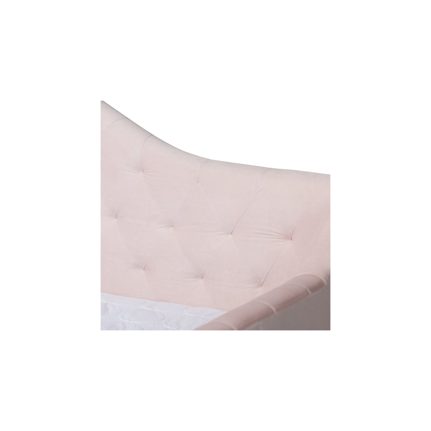 Baxton Studio Perry Contemporary Velvet Upholstered Queen Daybed in Pink