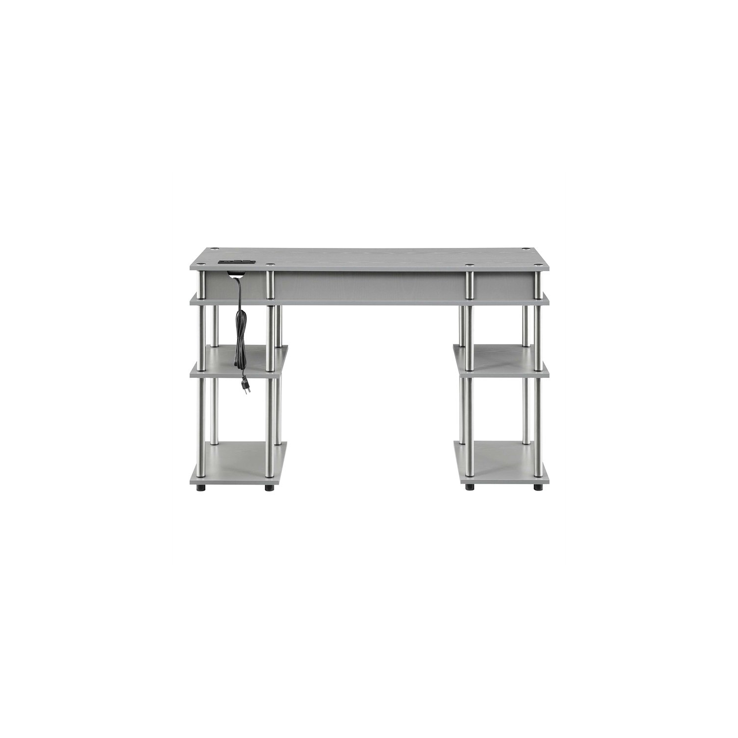 Pemberly Row Student Desk with Charging Station in Gray Wood Finish