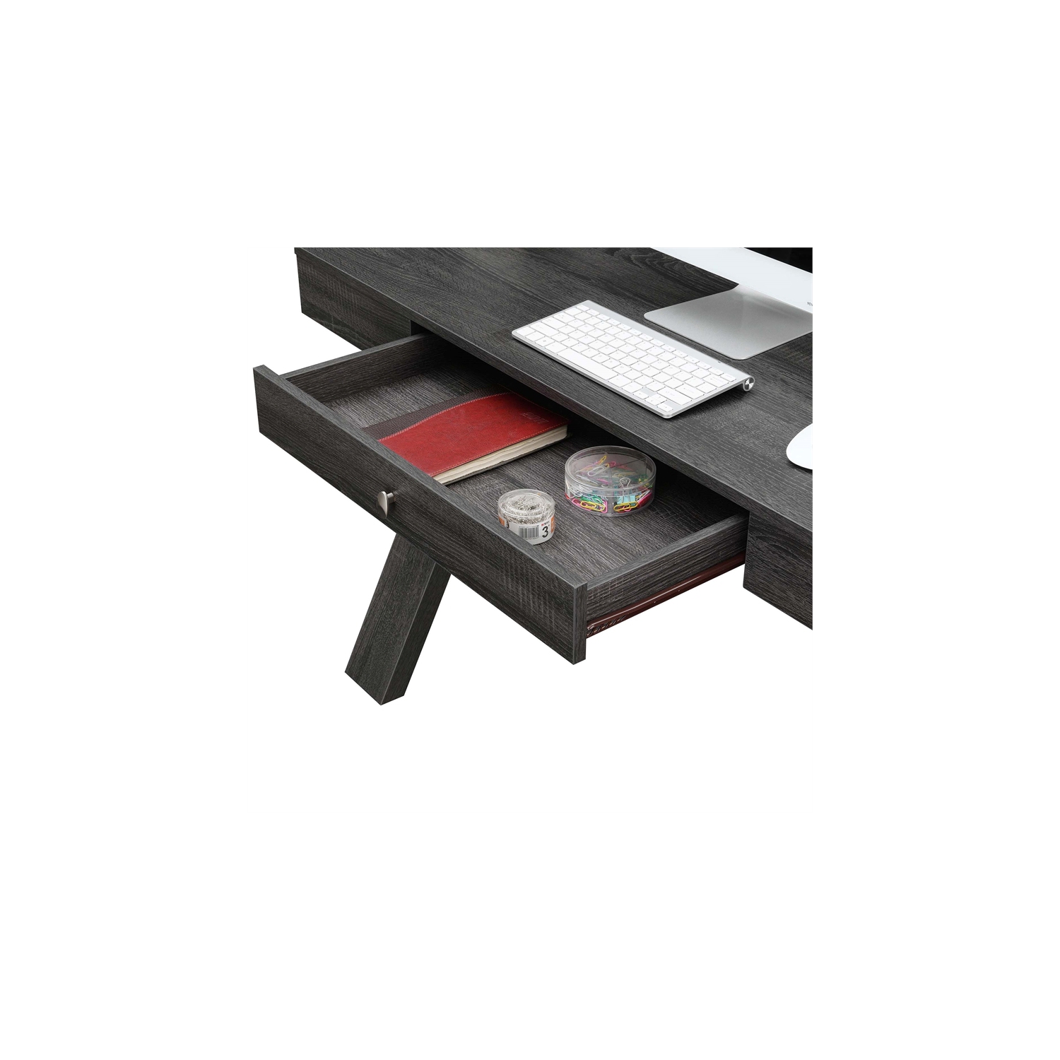 Convenience Concepts Newport One-Drawer Desk in Gray Wood Finish