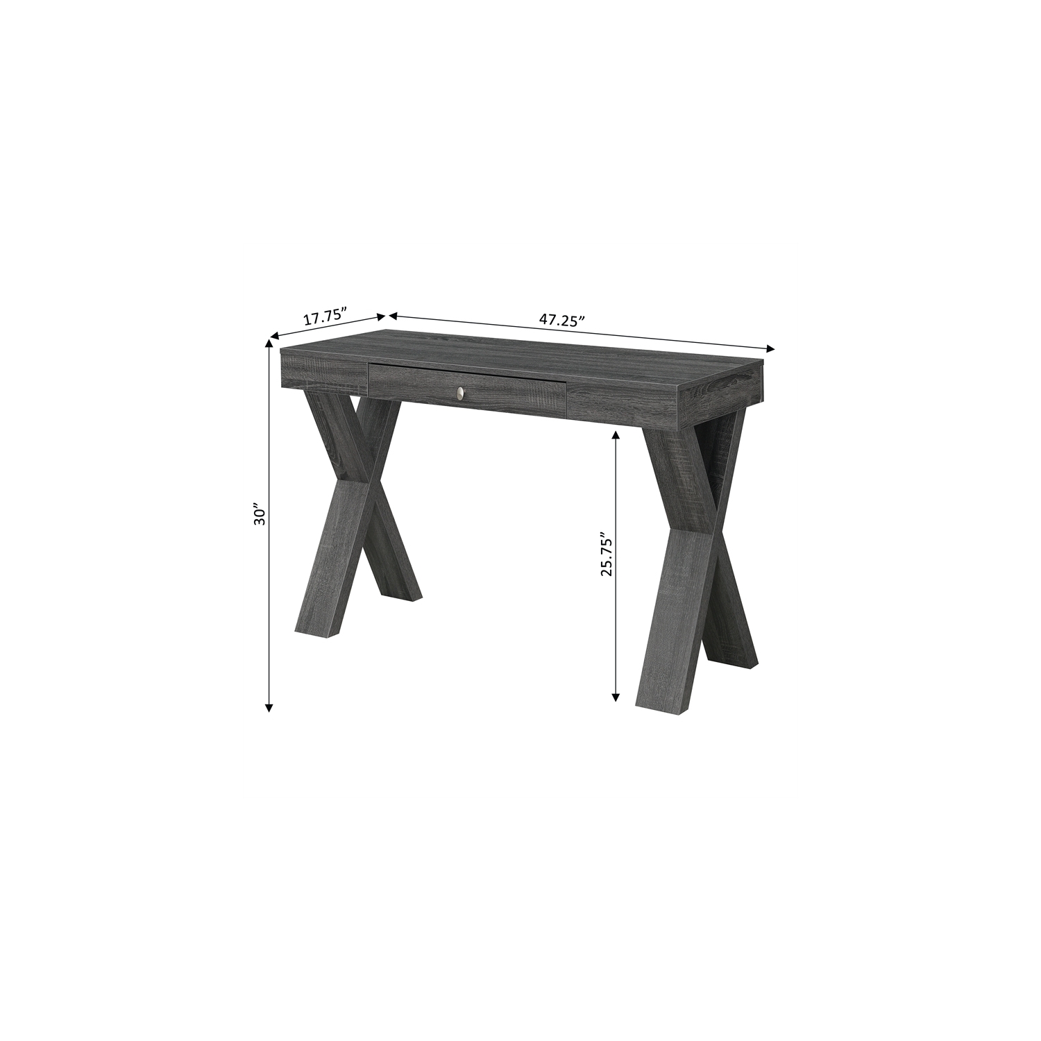 Convenience Concepts Newport One-Drawer Desk in Gray Wood Finish