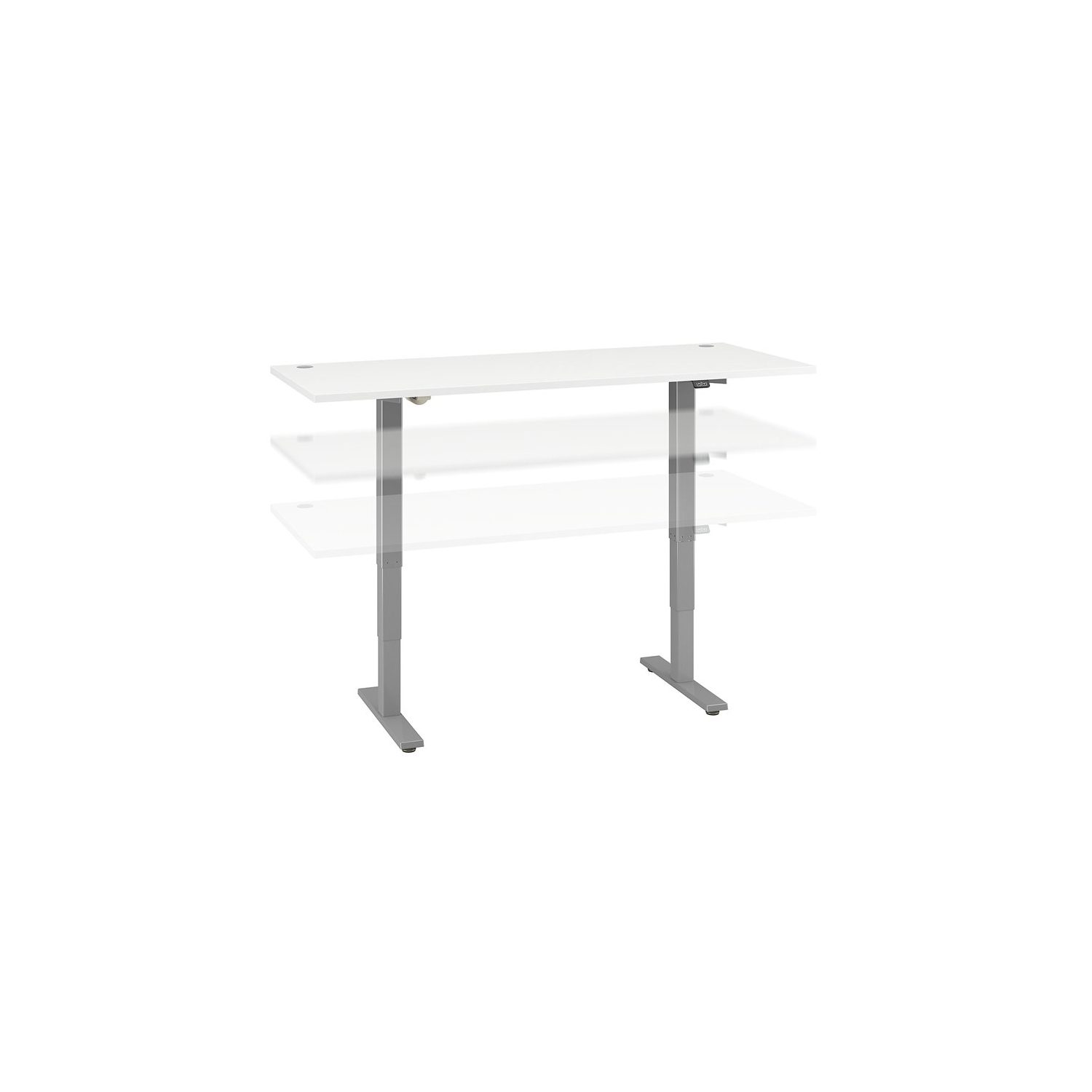 Bureau à hauteur réglable de 72 po de largeur série 40 Move, blanc - bois d’ingénierie