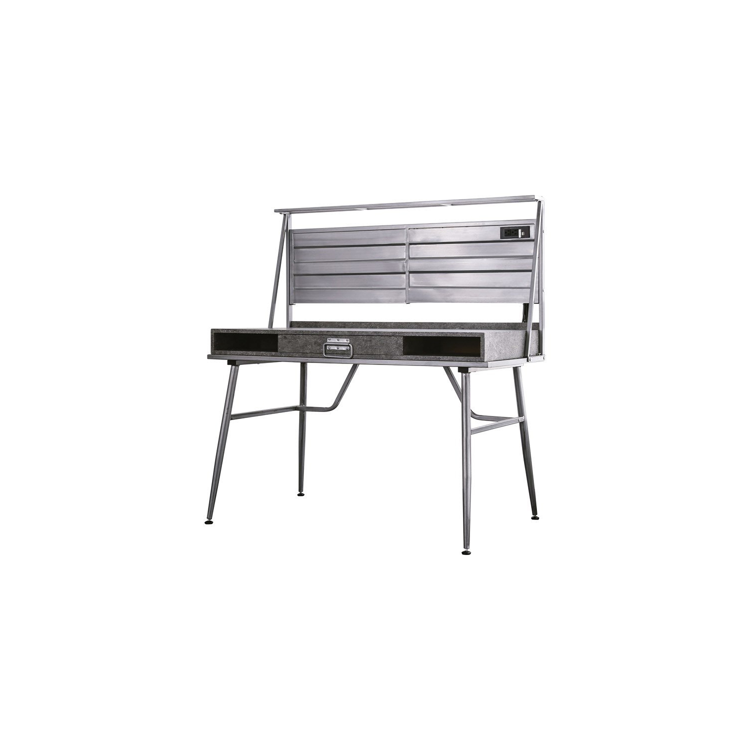 Bureau industriel en métal à 2 tablettes avec USB de Furniture of America Jaime