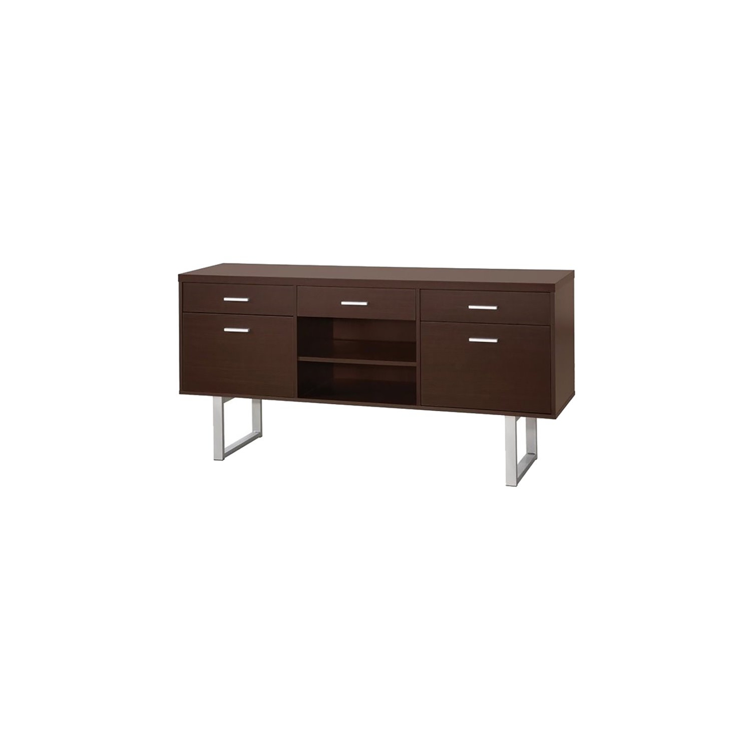 Bowery Hill 5 Drawer Credenza Desk in Cappuccino