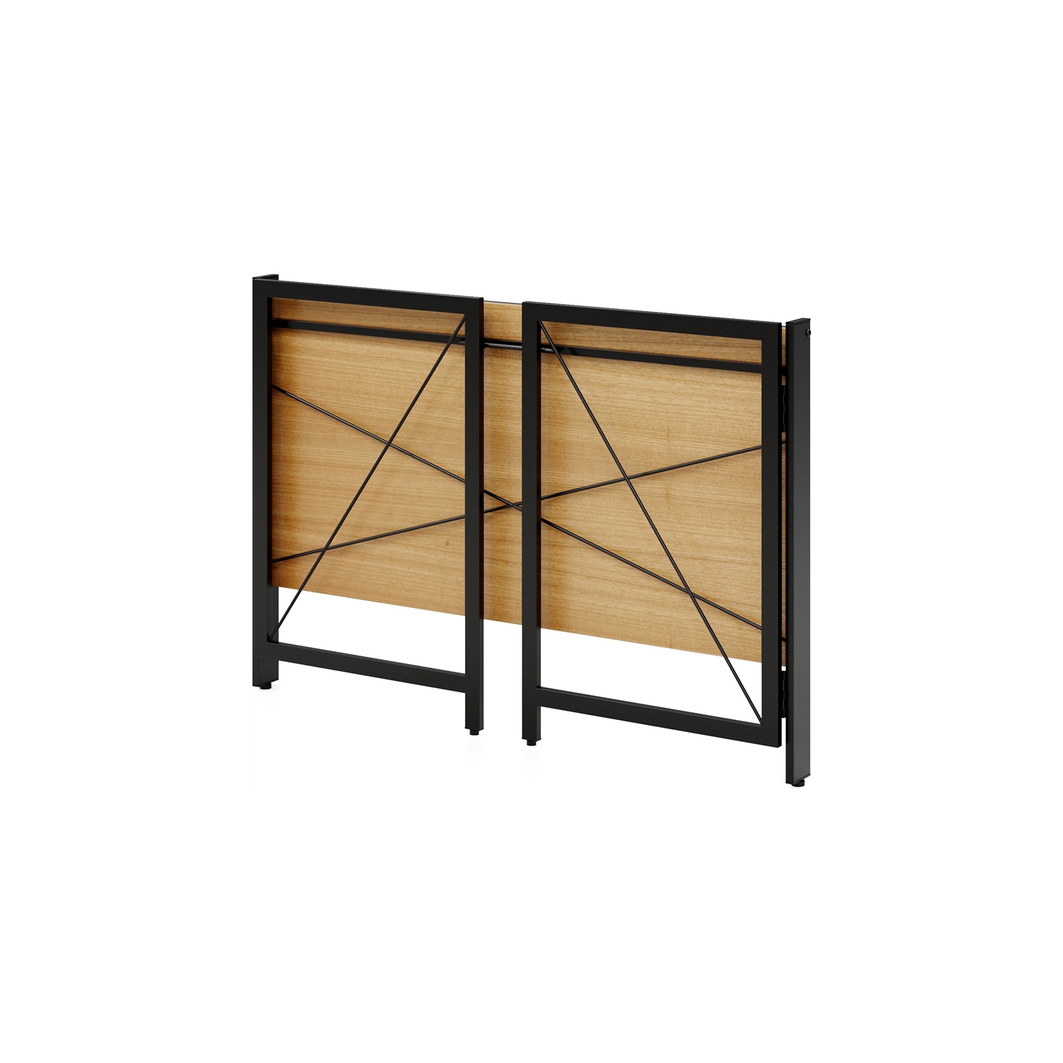 Space Solutions 43 inch Metal Folding Home Office Desk Black/Teak