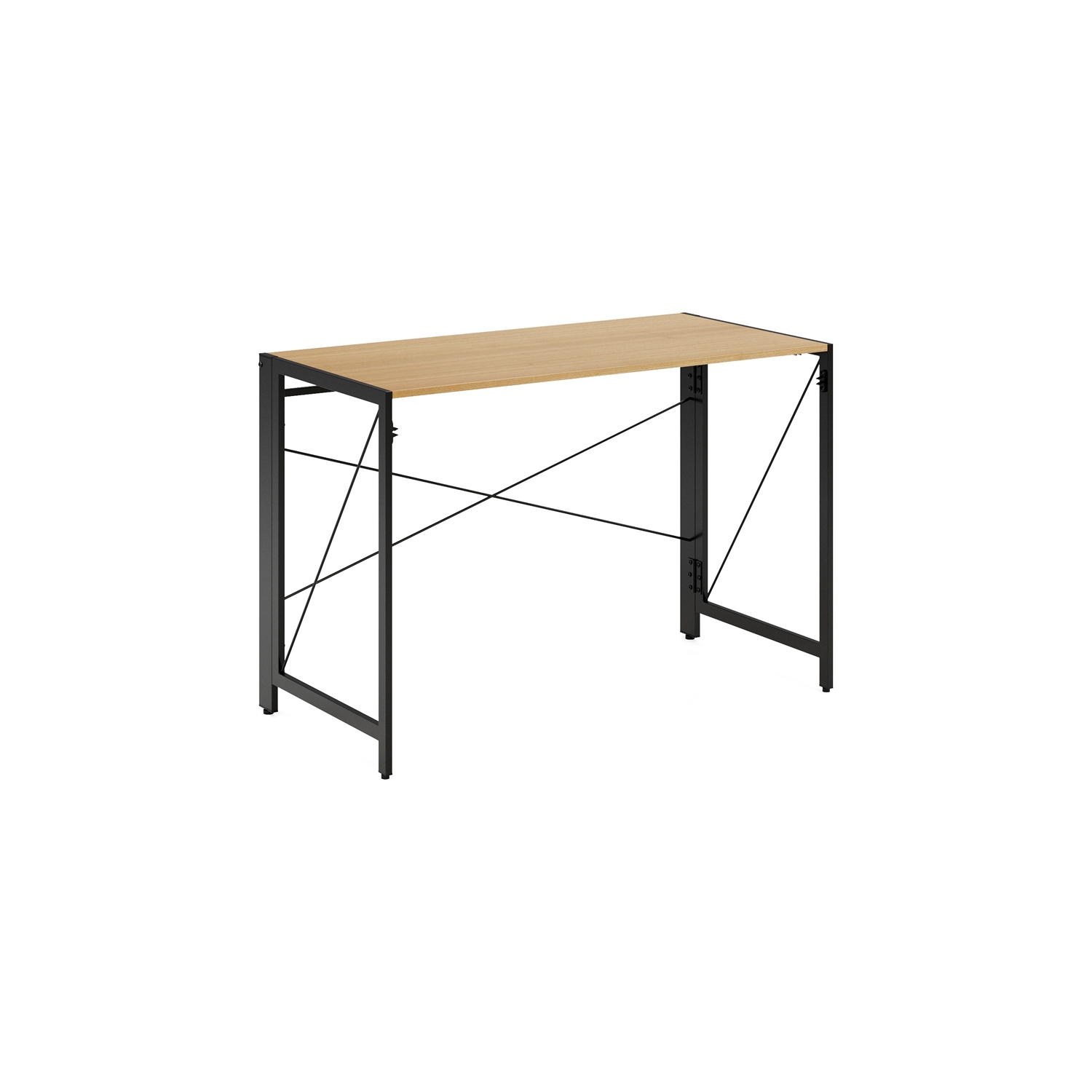 Space Solutions 43 inch Metal Folding Home Office Desk Black/Teak