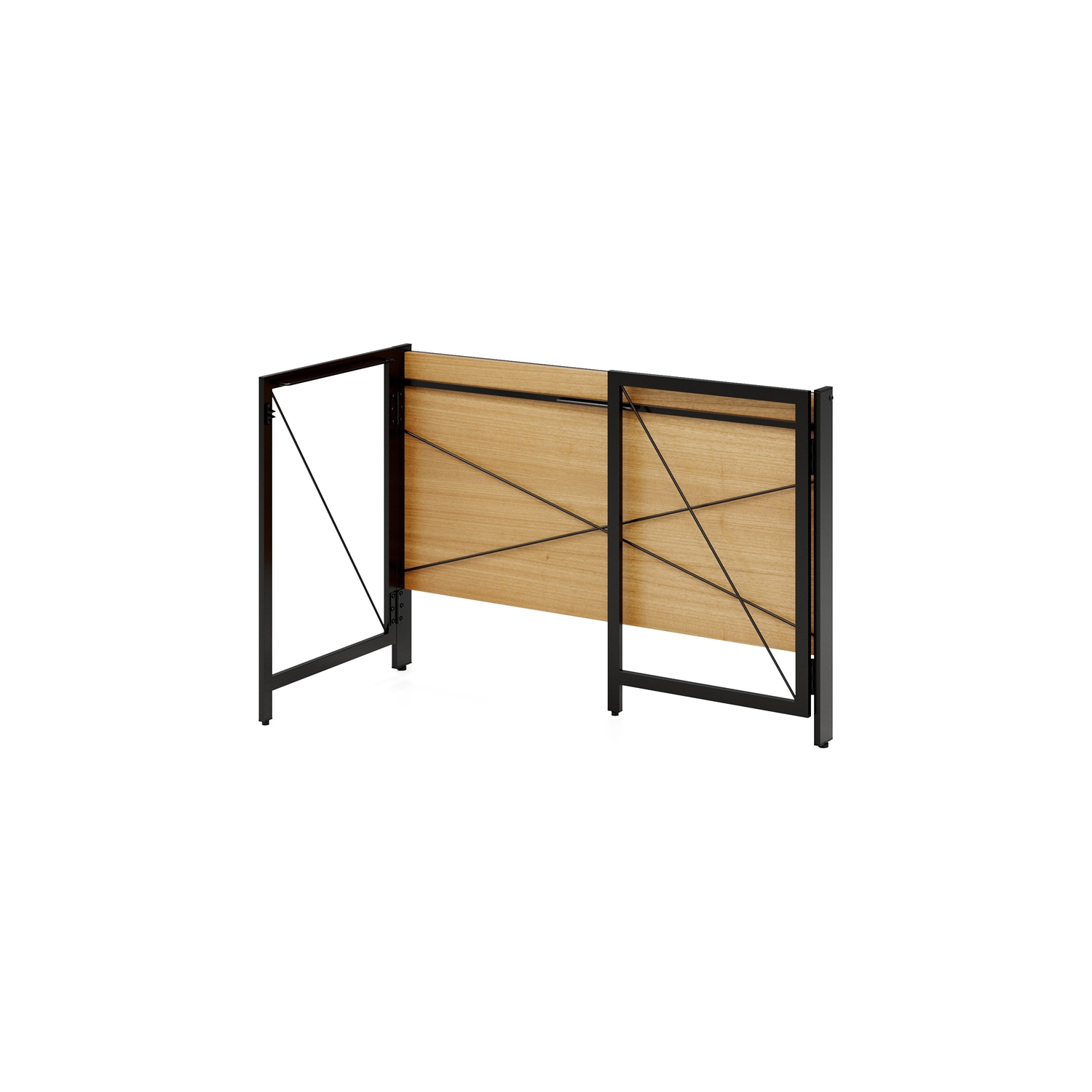 Space Solutions 43 inch Metal Folding Home Office Desk Black/Teak