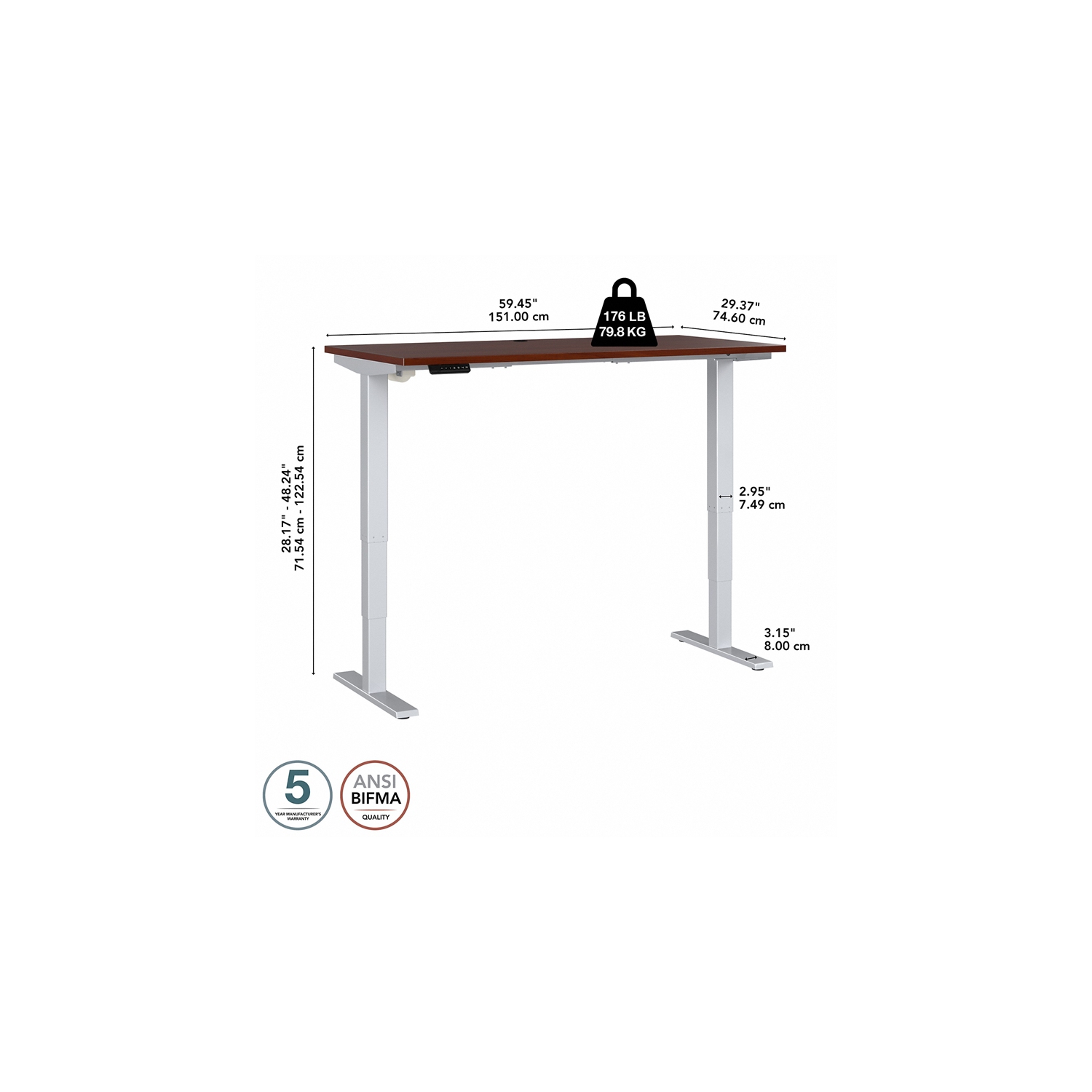Move 40 Series 60W Height Adjustable Desk in Hansen Cherry - Engineered Wood