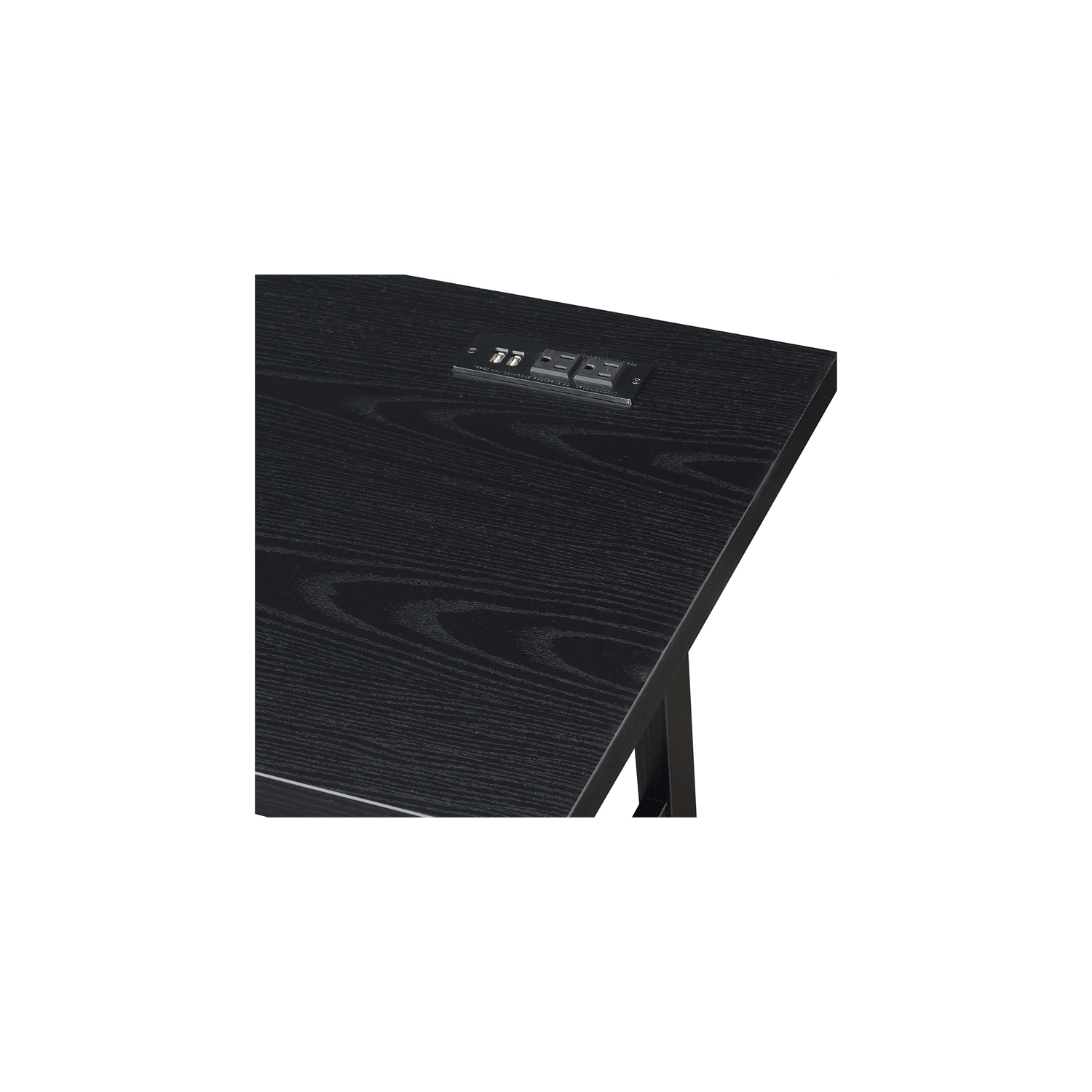 Bureau à tréteaux Designs2Go avec station de chargement, fini bois noir