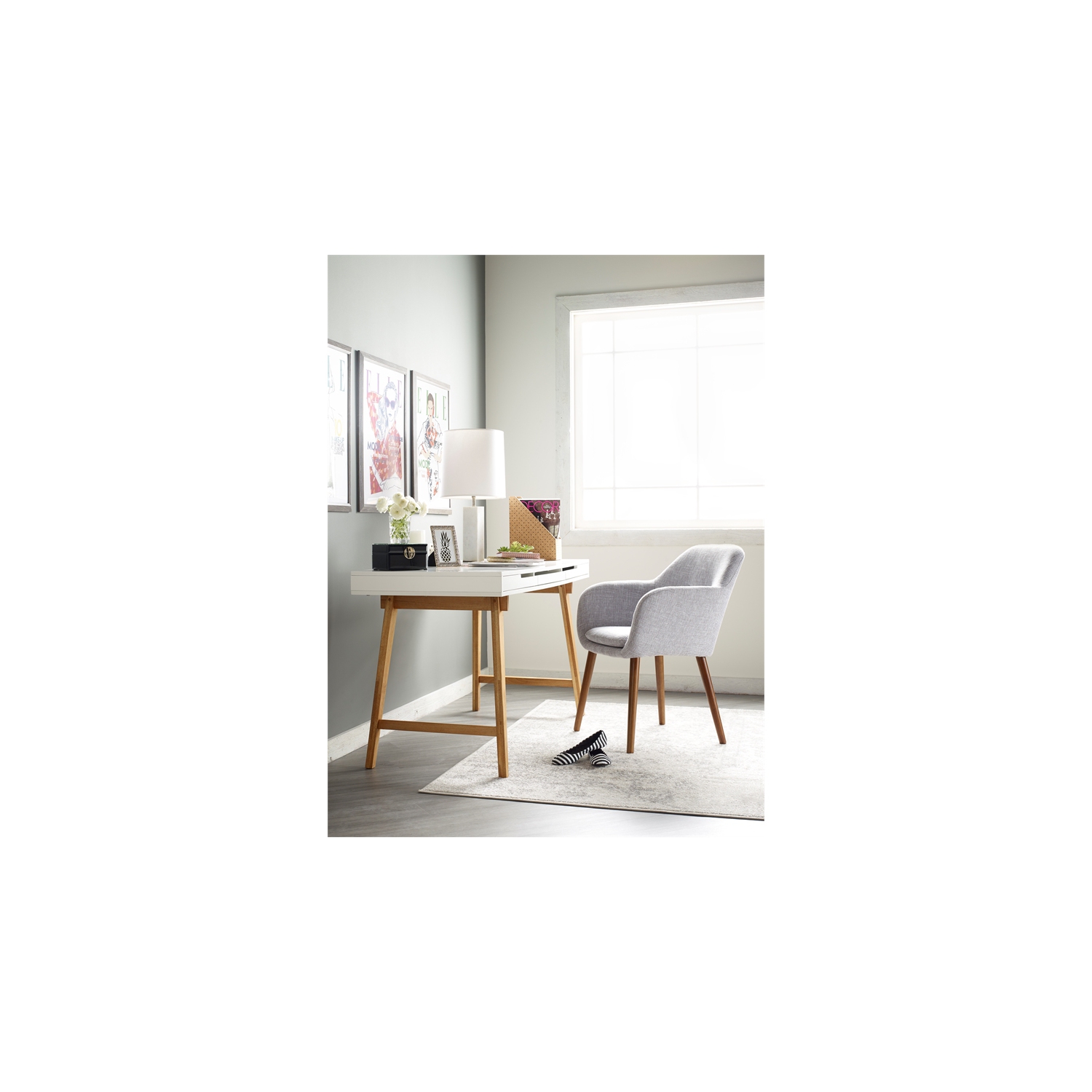 Elle Decor Giselle Writing Desk in French White