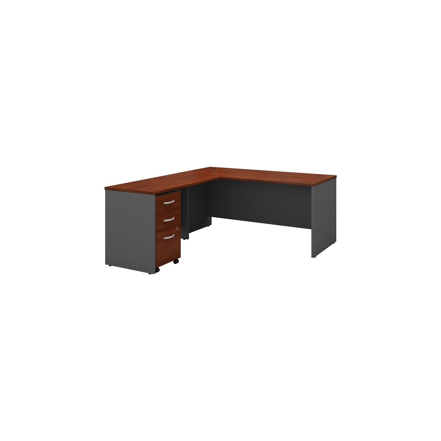 Series C 66W L Shaped Desk with Drawers in Hansen Cherry - Engineered Wood