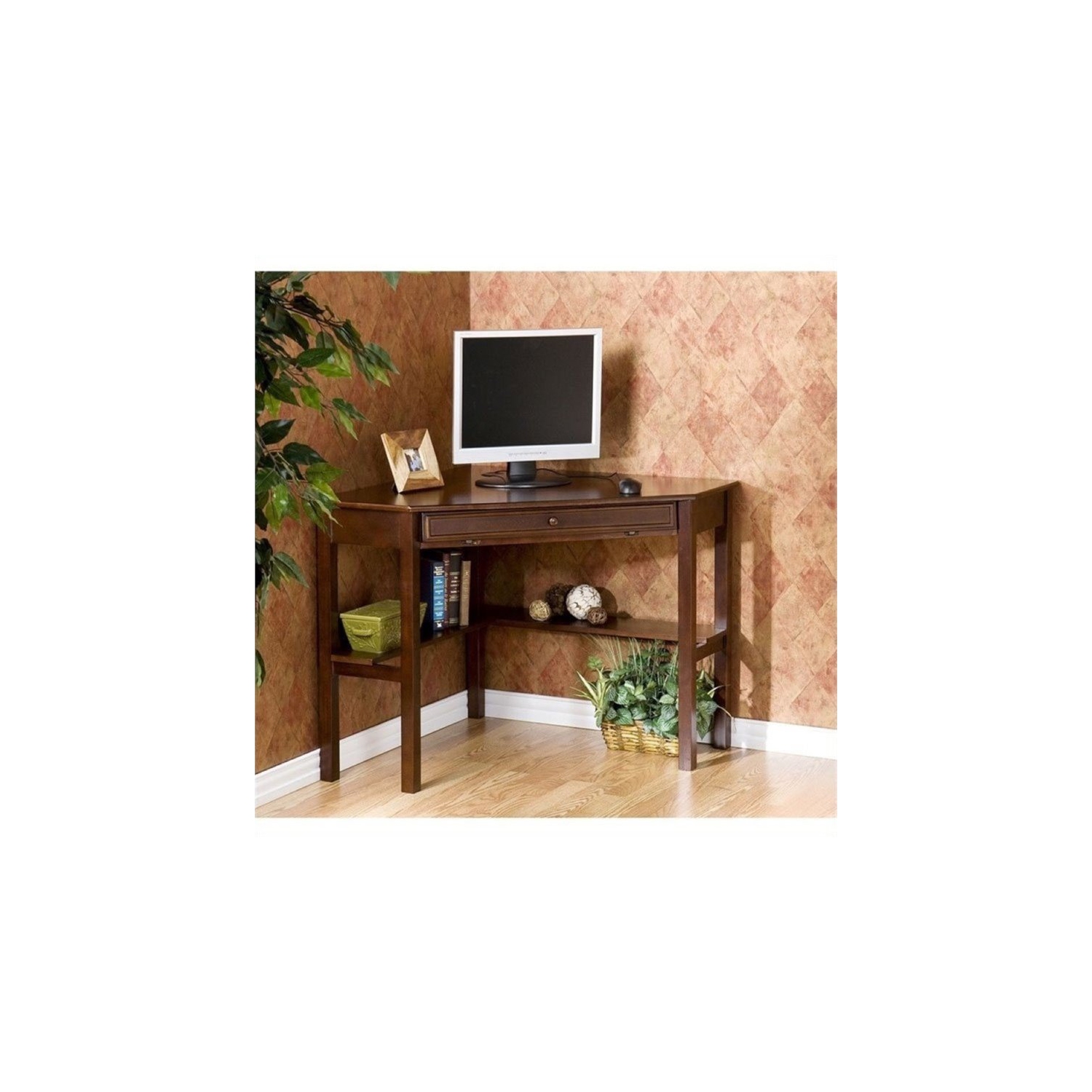 Bowery Hill Corner Computer Desk in Rich Espresso