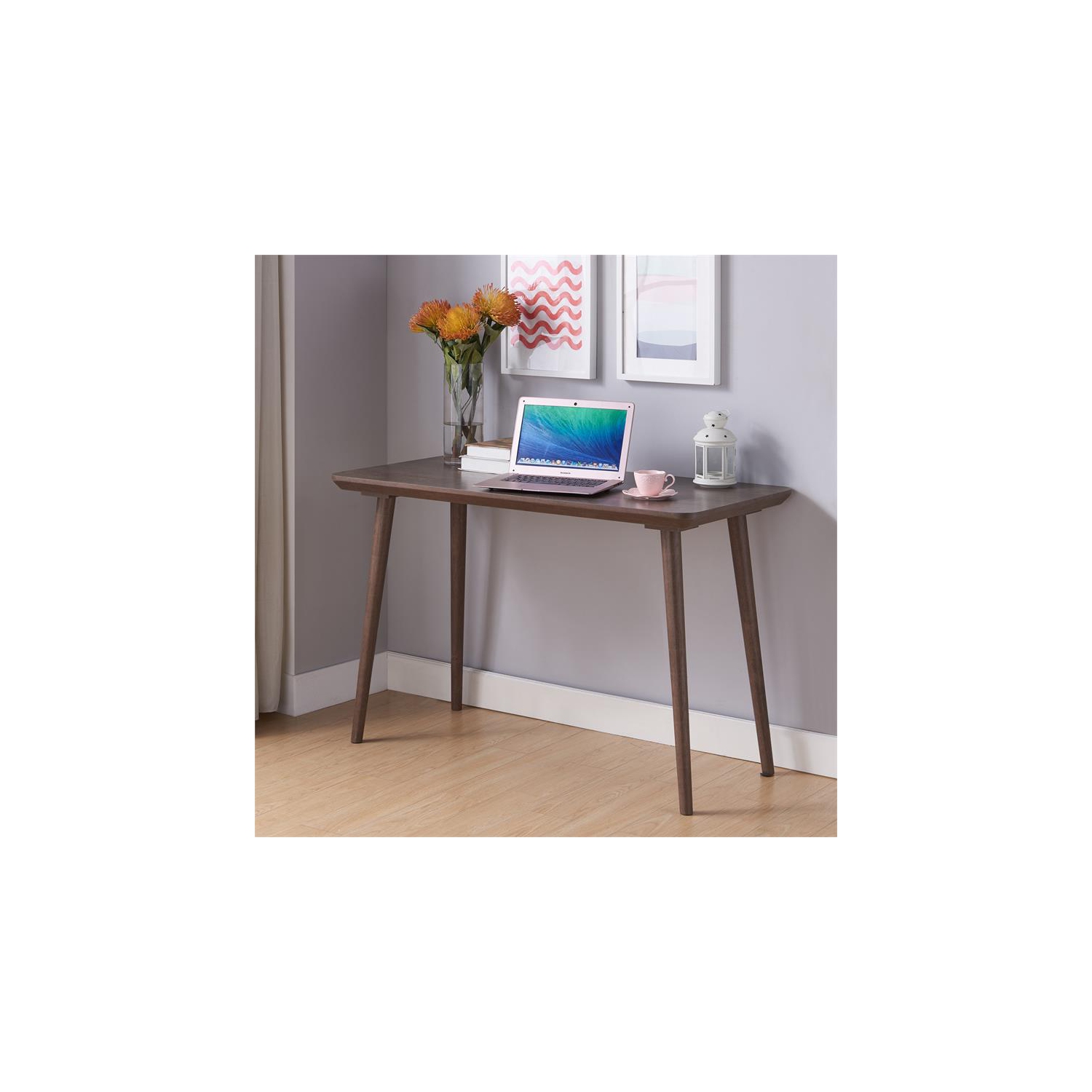 Furniture of America Asa Wood Writing Desk in Walnut Oak