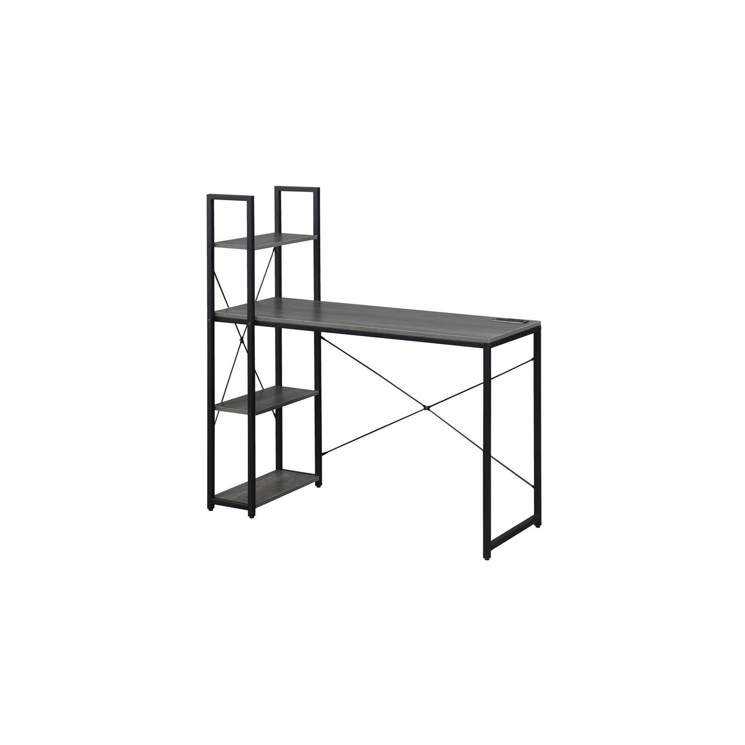 Poste de travail Designs2Go avec station de chargement et tablettes en bois gris