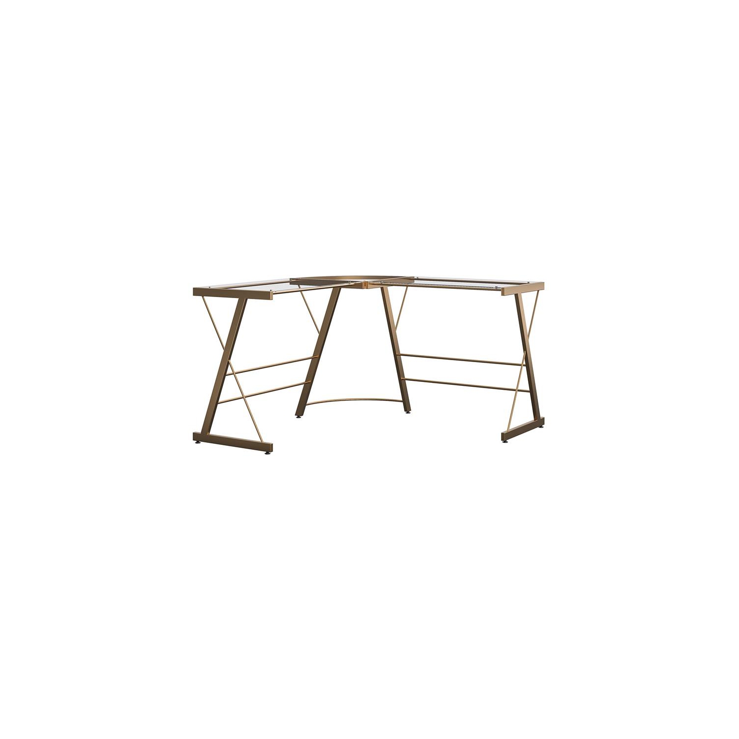 Ameriwood Home Odin Glass L-Shaped Computer Desk in Gold