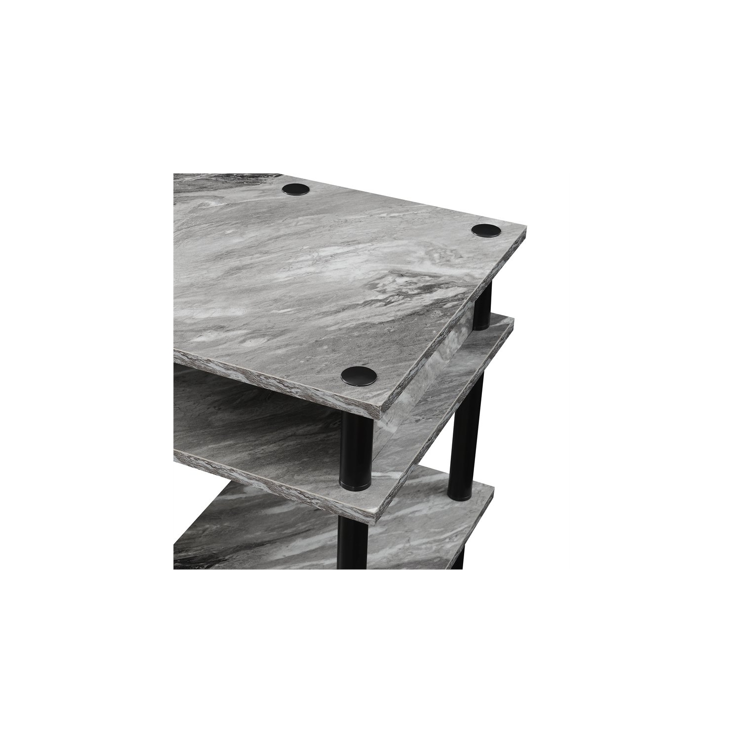 Designs2Go No-Tools Student Desk with Shelves in Gray Faux Marble Wood Finish