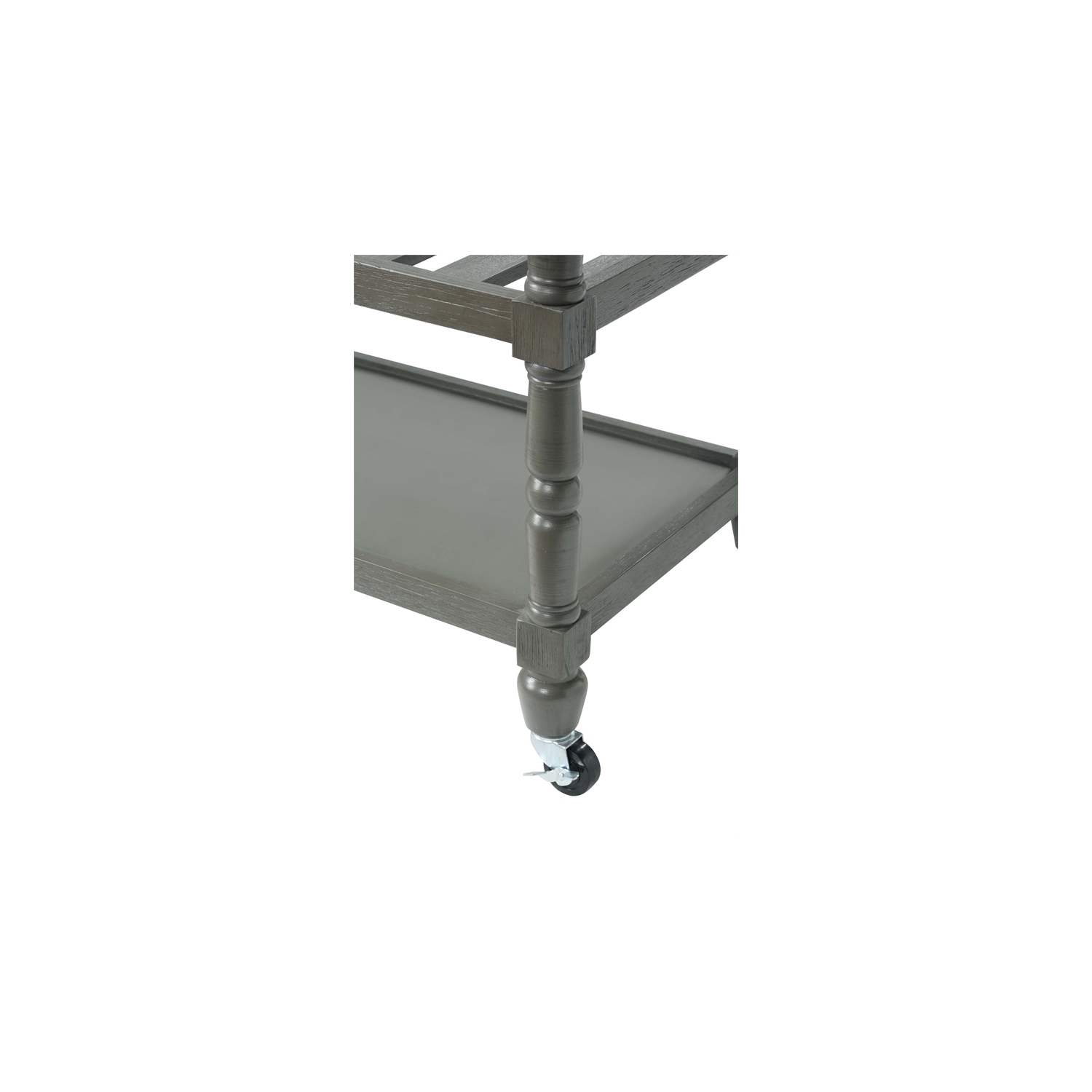 Convenience Concepts French Country Stainless Steel Top Kitchen Cart- Gray Wood