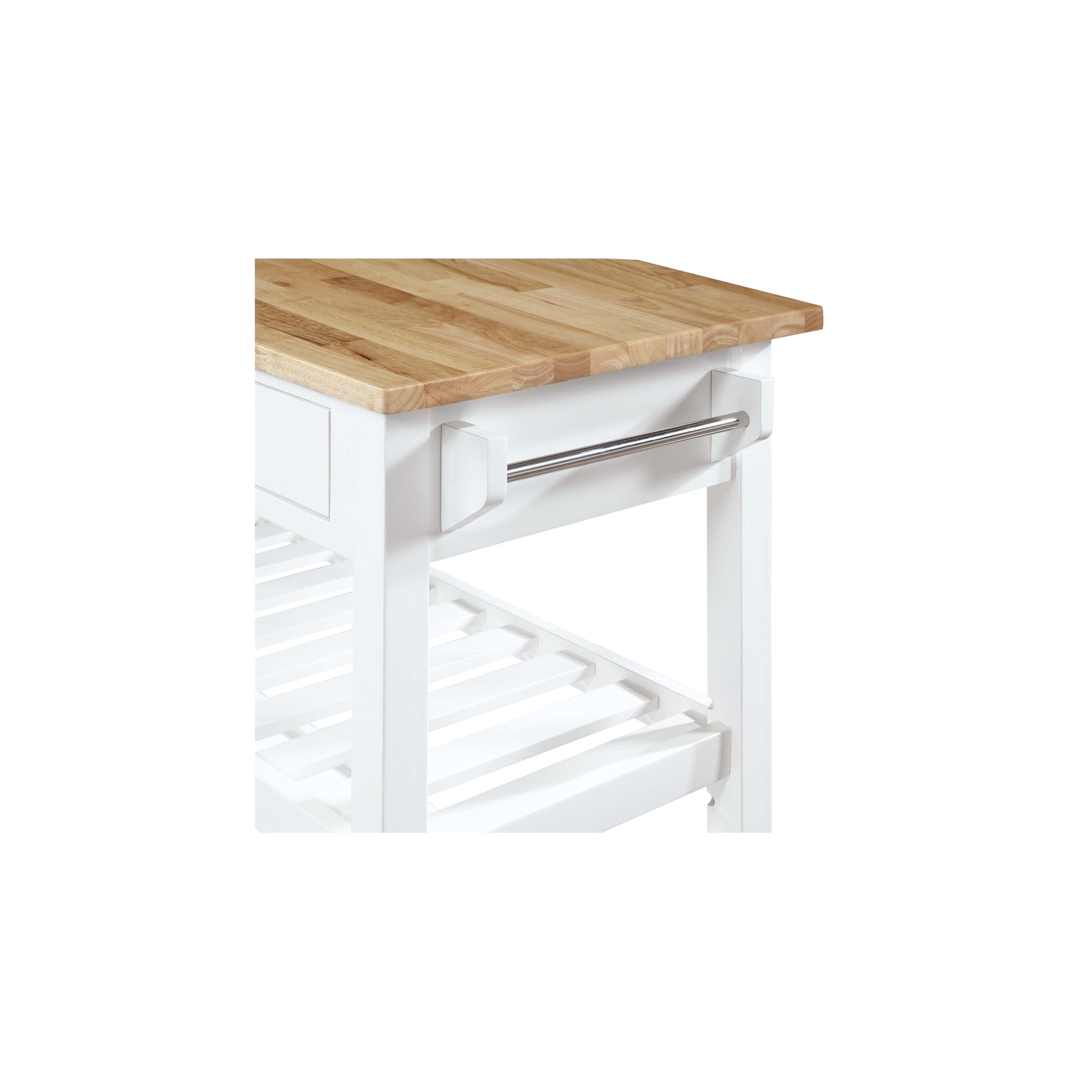 Chariot de cuisine à dessus en bloc de boucher American Heritage en bois blanc