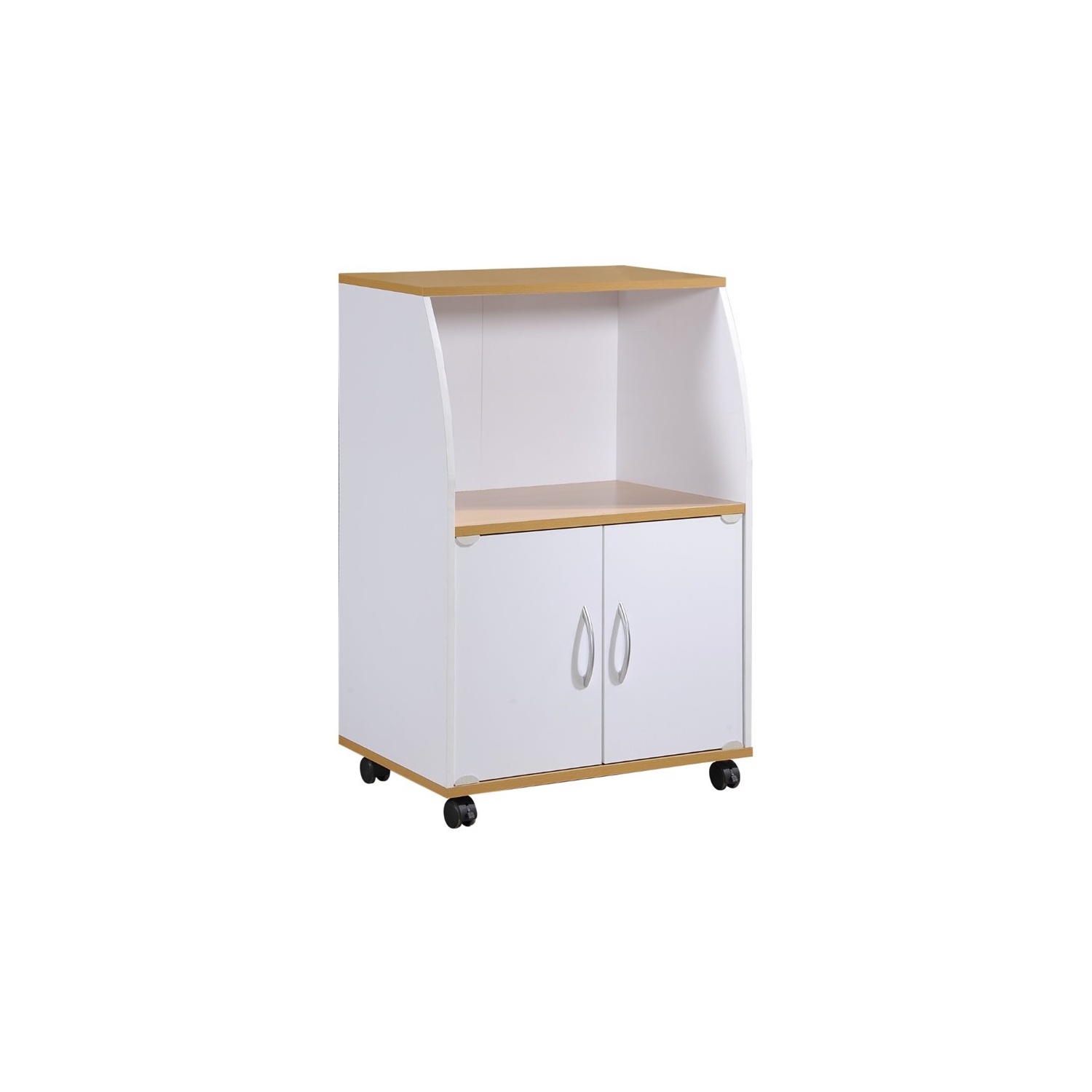 Pemberly Row Microwave Kitchen Cart in White