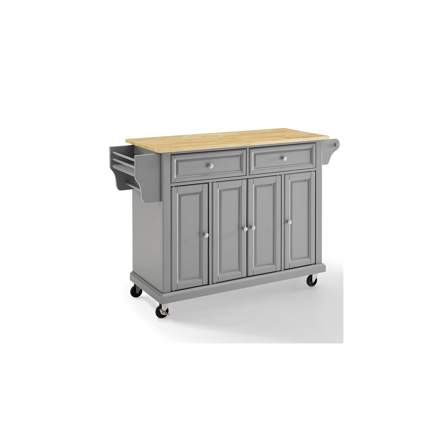 Crosley Natural Wood Top Kitchen Cart in Gray