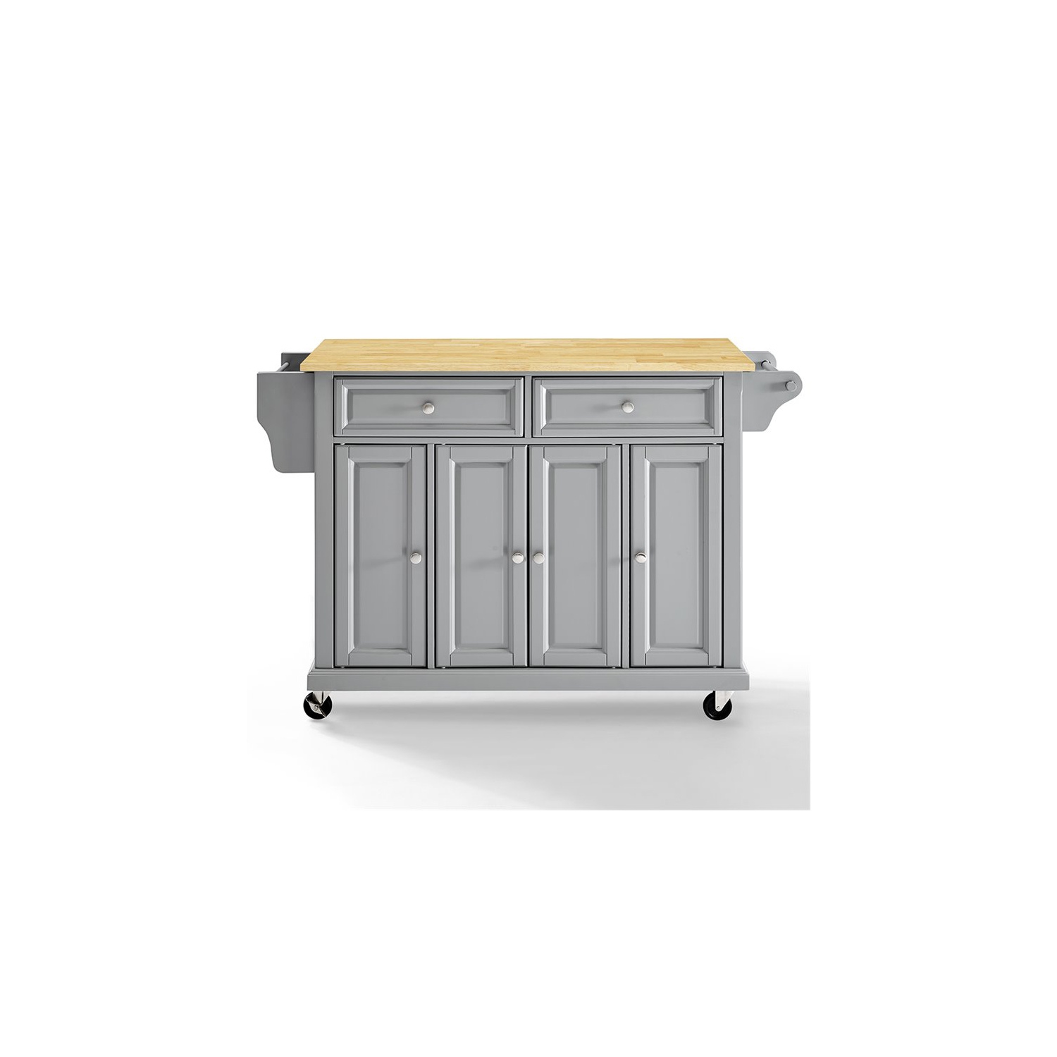 Crosley Natural Wood Top Kitchen Cart in Gray