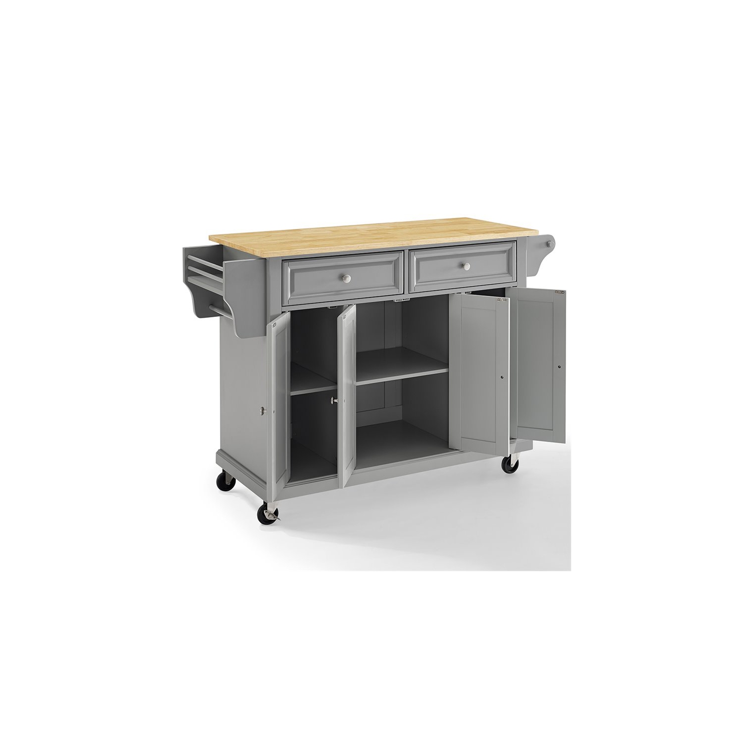 Crosley Natural Wood Top Kitchen Cart in Gray