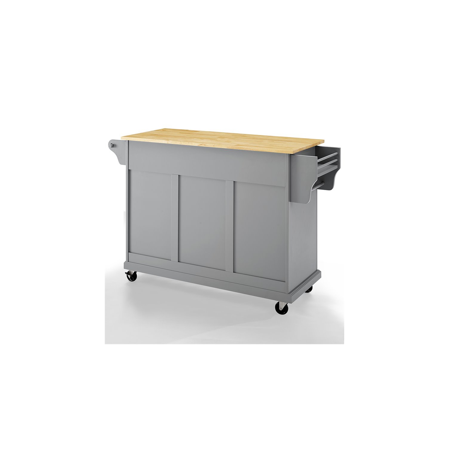 Crosley Natural Wood Top Kitchen Cart in Gray