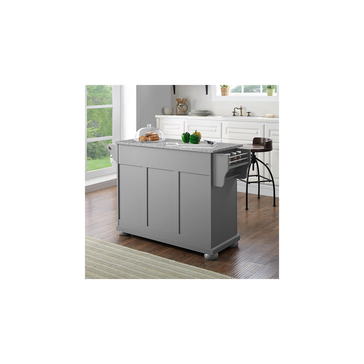 Crosley Alexandria Gray Granite Top Kitchen Island in Vintage Gray