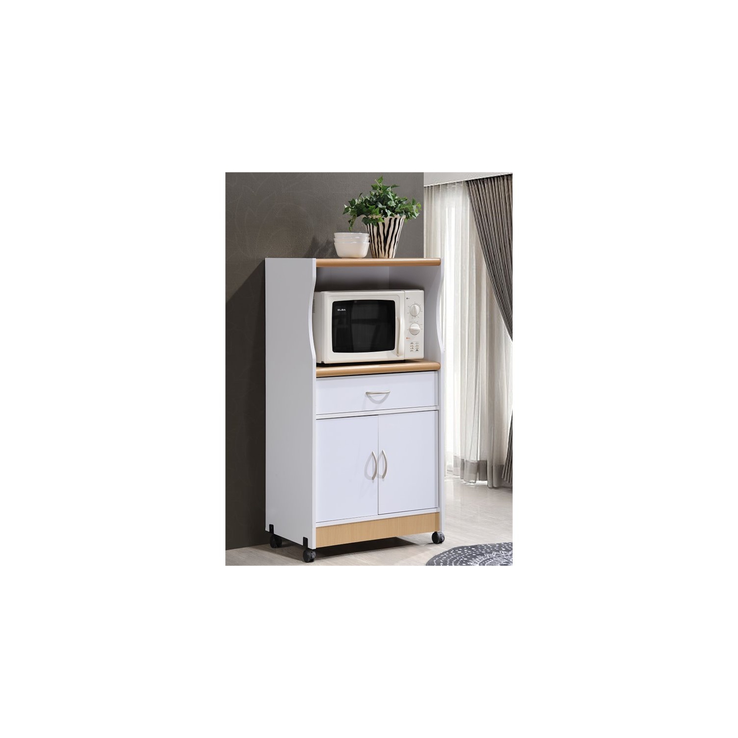 Chariot de cuisine pour four à micro-ondes Pemberly Row blanc