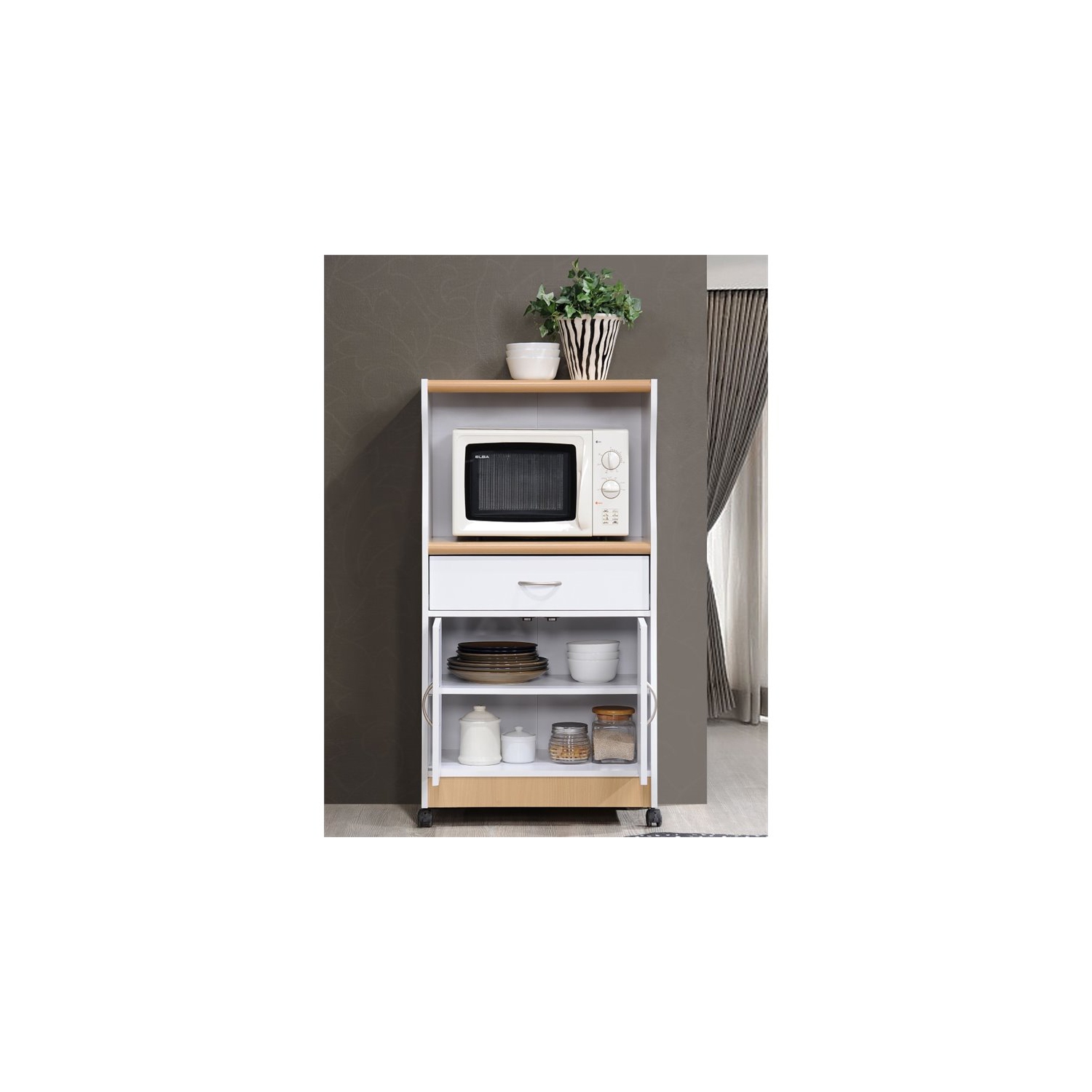 Chariot de cuisine pour four à micro-ondes Pemberly Row blanc