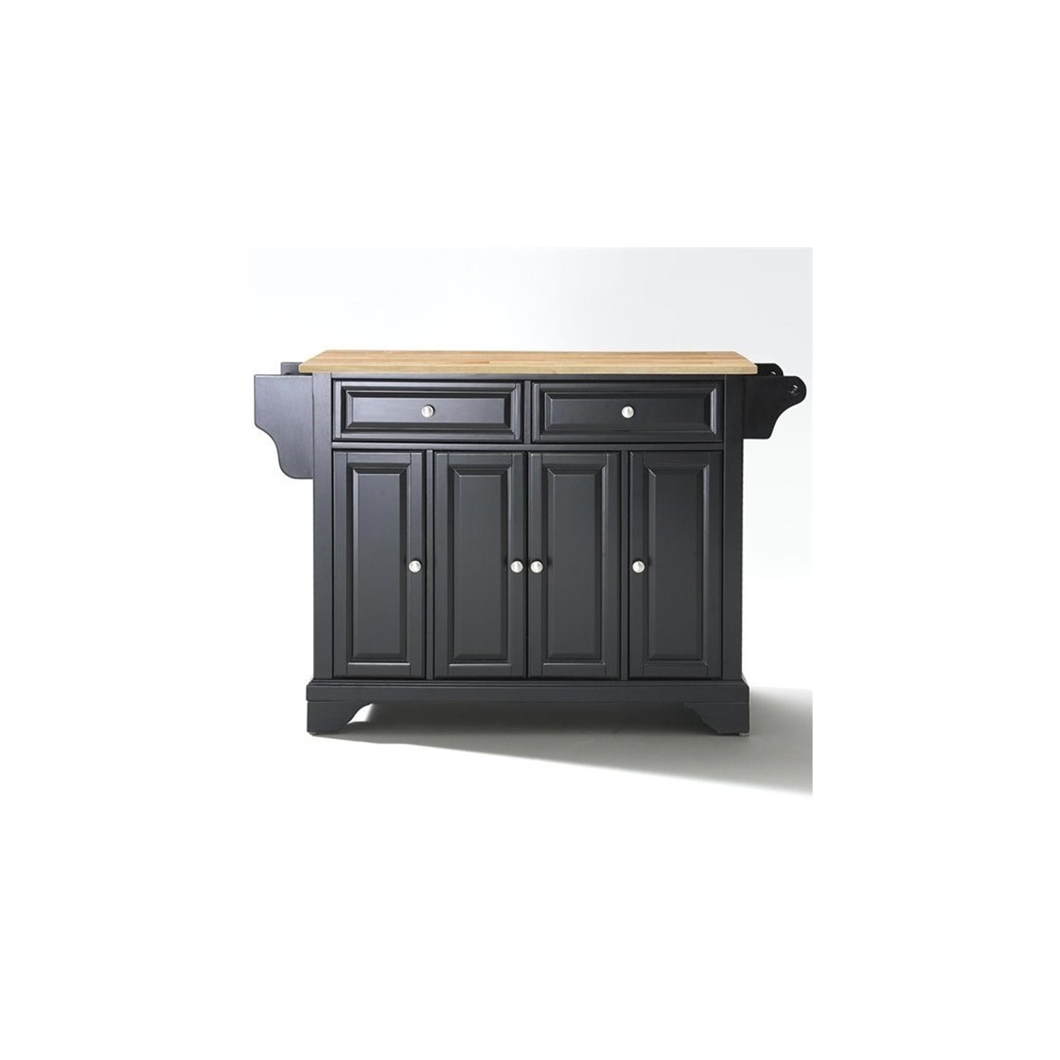 Pemberly Row Natural Wood Top Kitchen Island in Black