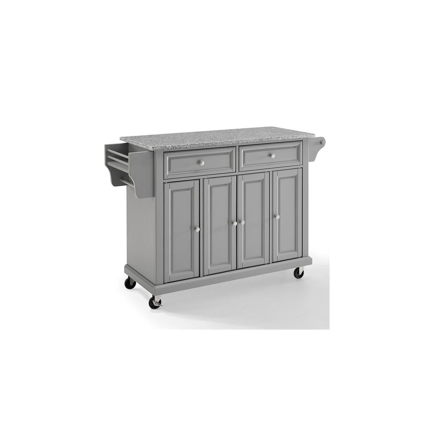 Pemberly Row Gray Granite Top Kitchen Cart in Gray