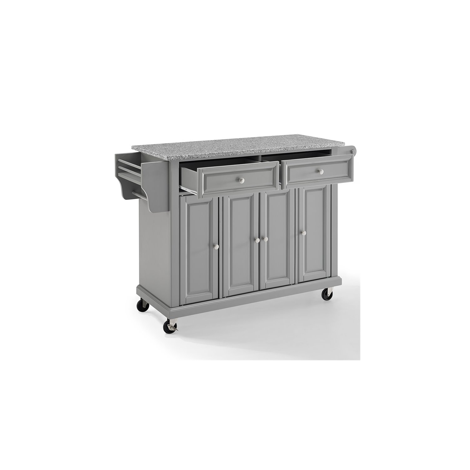 Pemberly Row Gray Granite Top Kitchen Cart in Gray