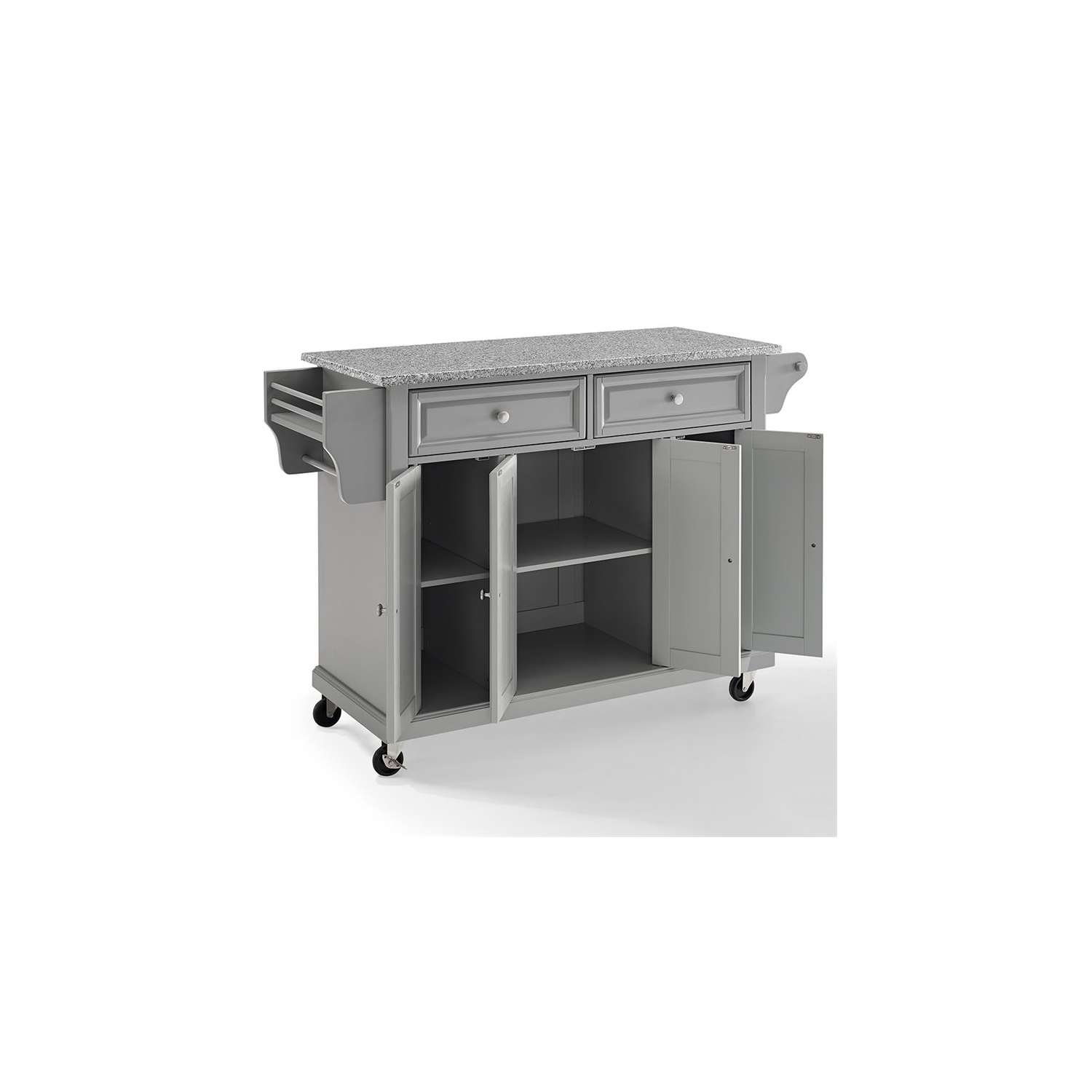 Pemberly Row Gray Granite Top Kitchen Cart in Gray