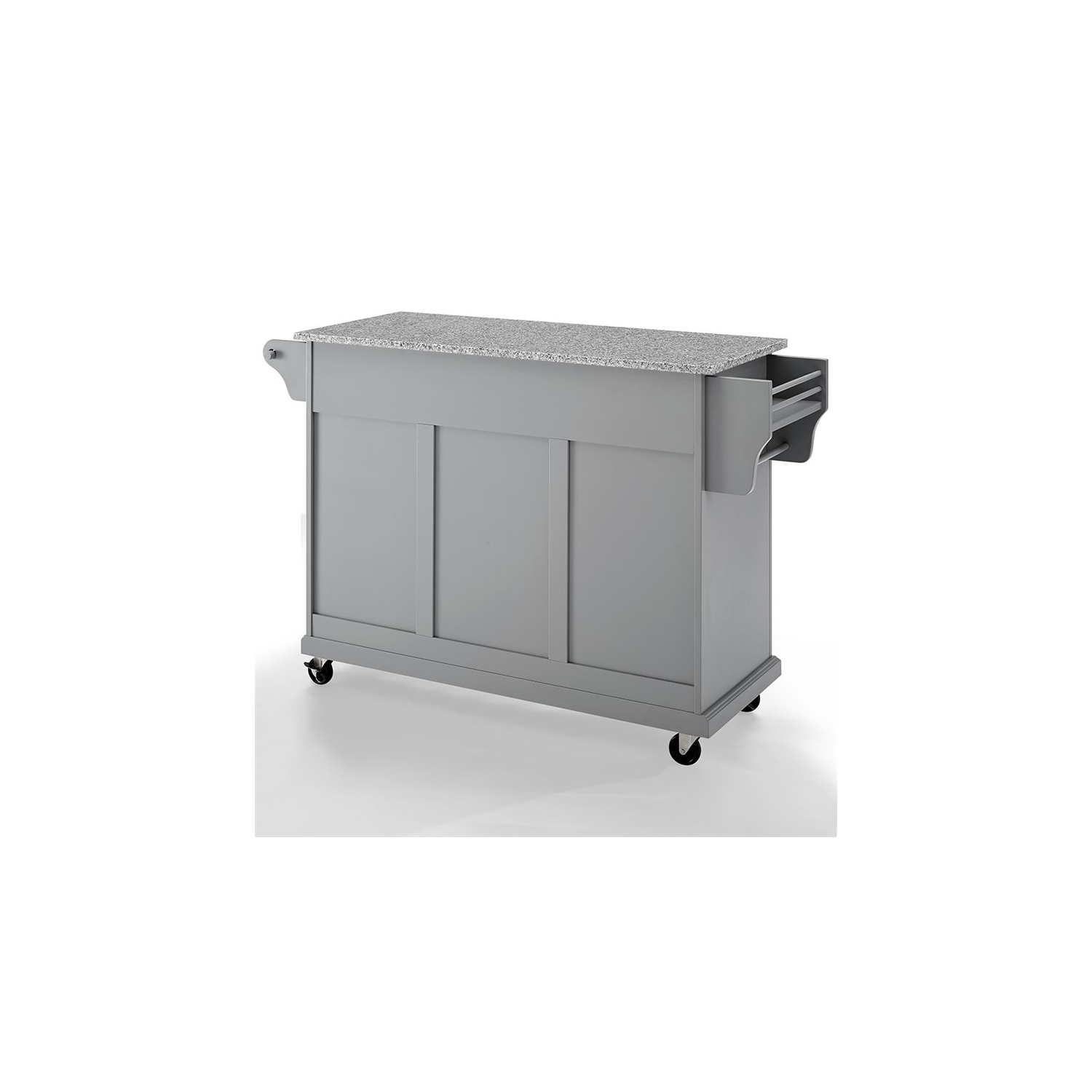 Pemberly Row Gray Granite Top Kitchen Cart in Gray