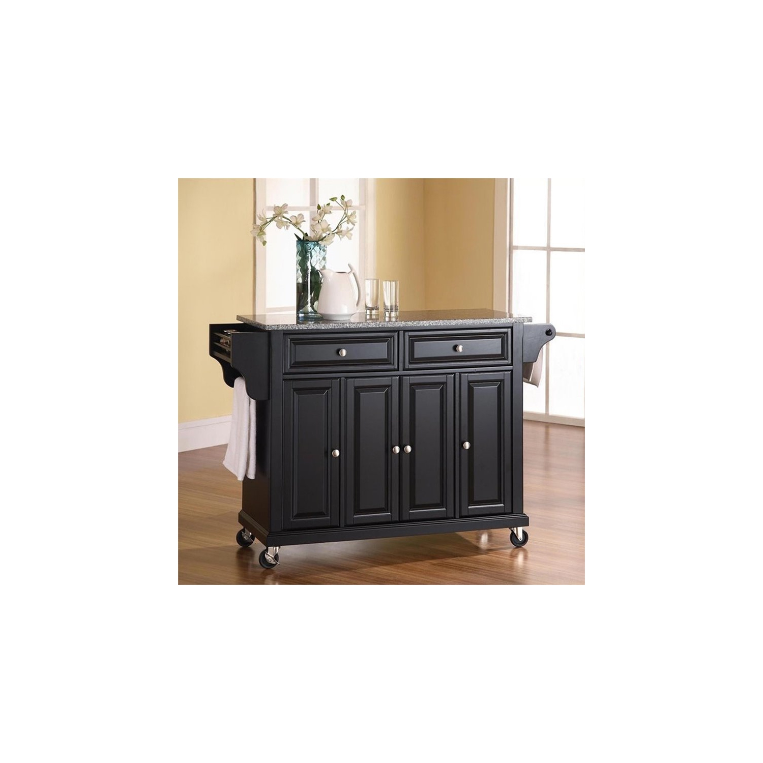 Chariot de cuisine en granite gris à rangée de Pemberly, noir
