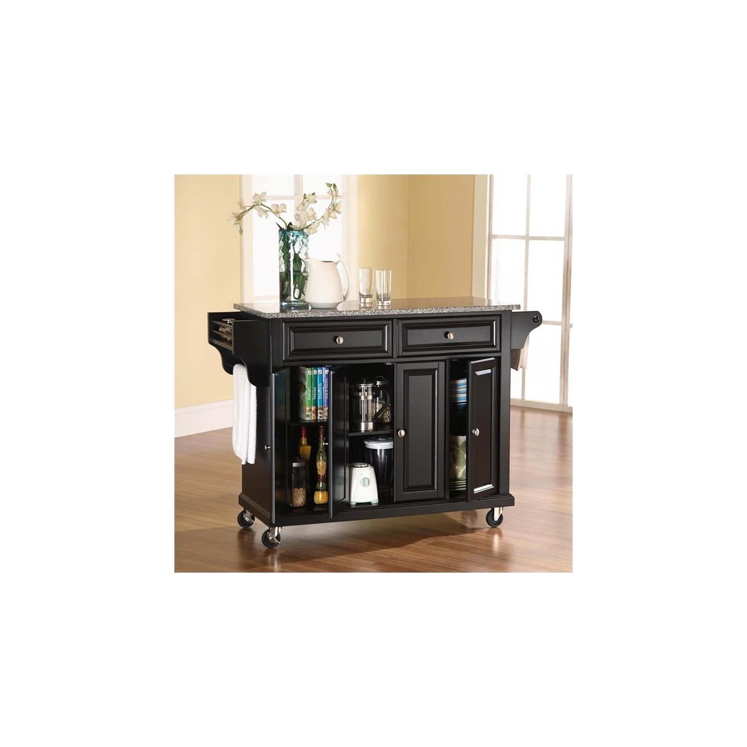 Chariot de cuisine en granite gris à rangée de Pemberly, noir