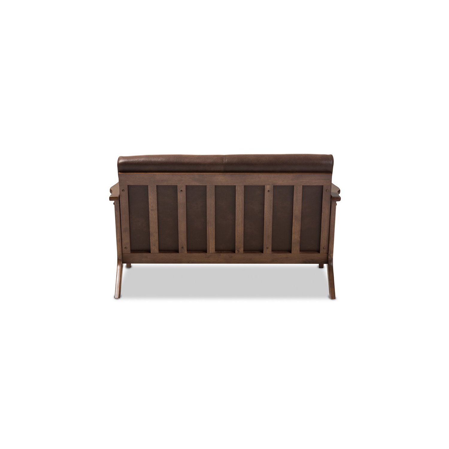 Baxton Studio Bianca Faux Leather Loveseat in Brown and Walnut Brown