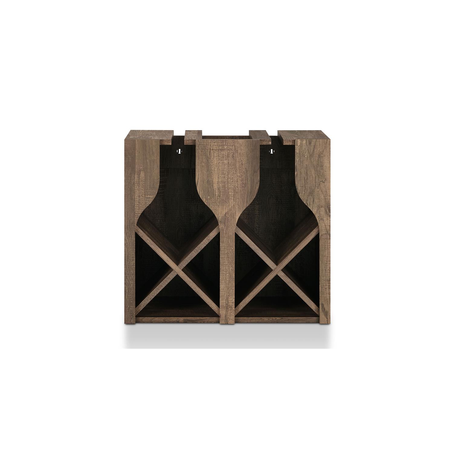 Furniture of America Sacha Wood 8-Bottle Hanging Wine Rack in Reclaimed Oak