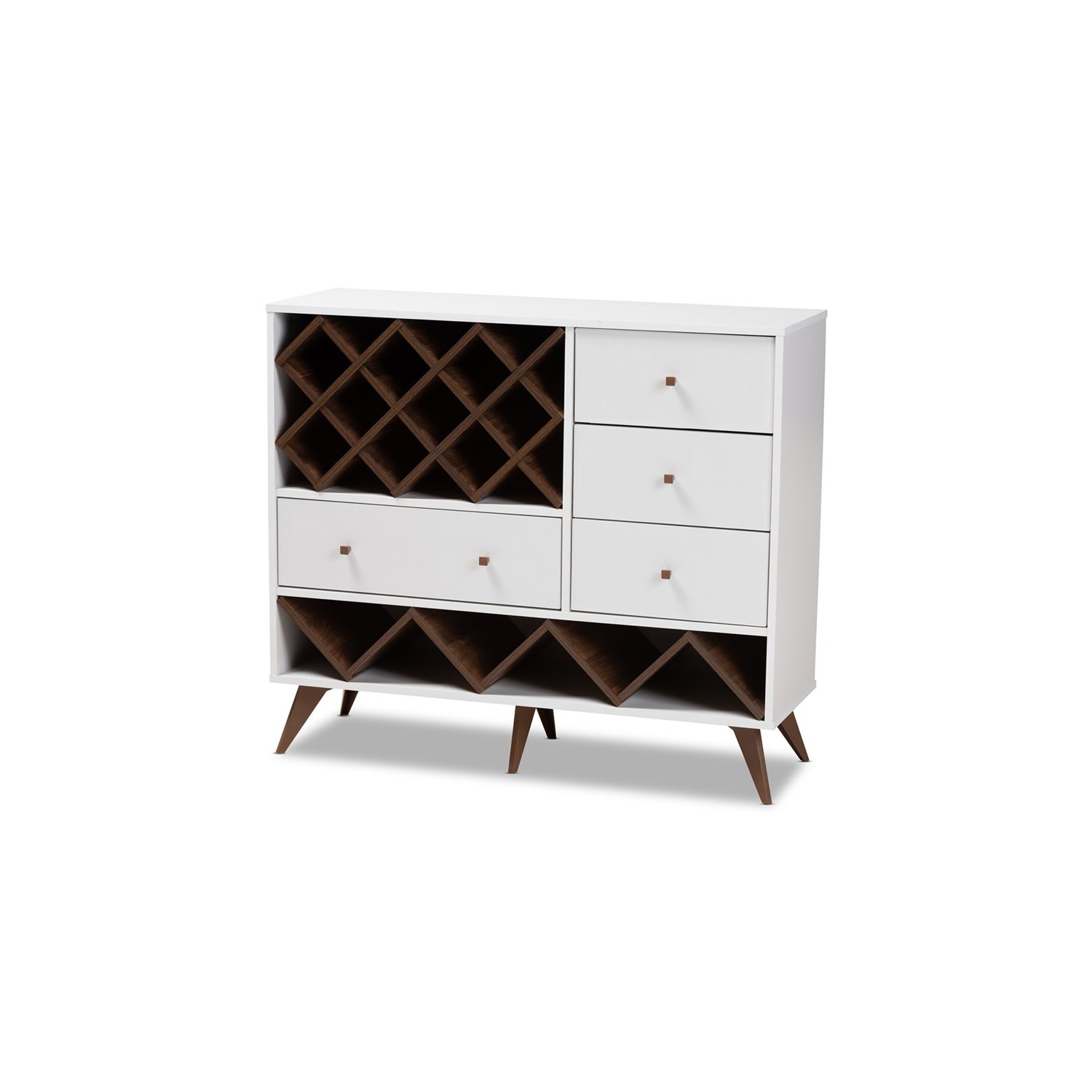 Bowery Hill Wood Wine Cabinet in White and Walnut