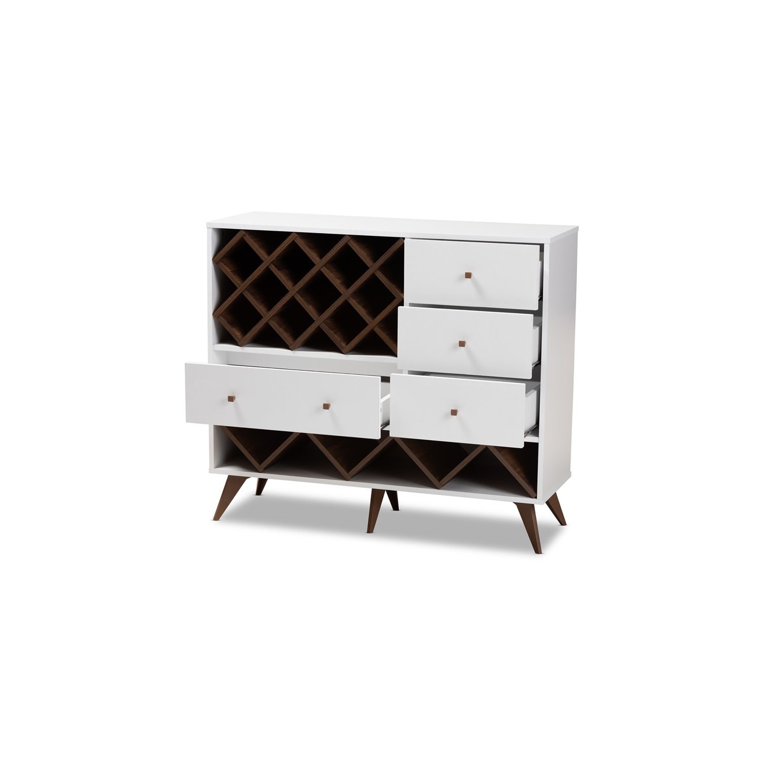 Bowery Hill Wood Wine Cabinet in White and Walnut