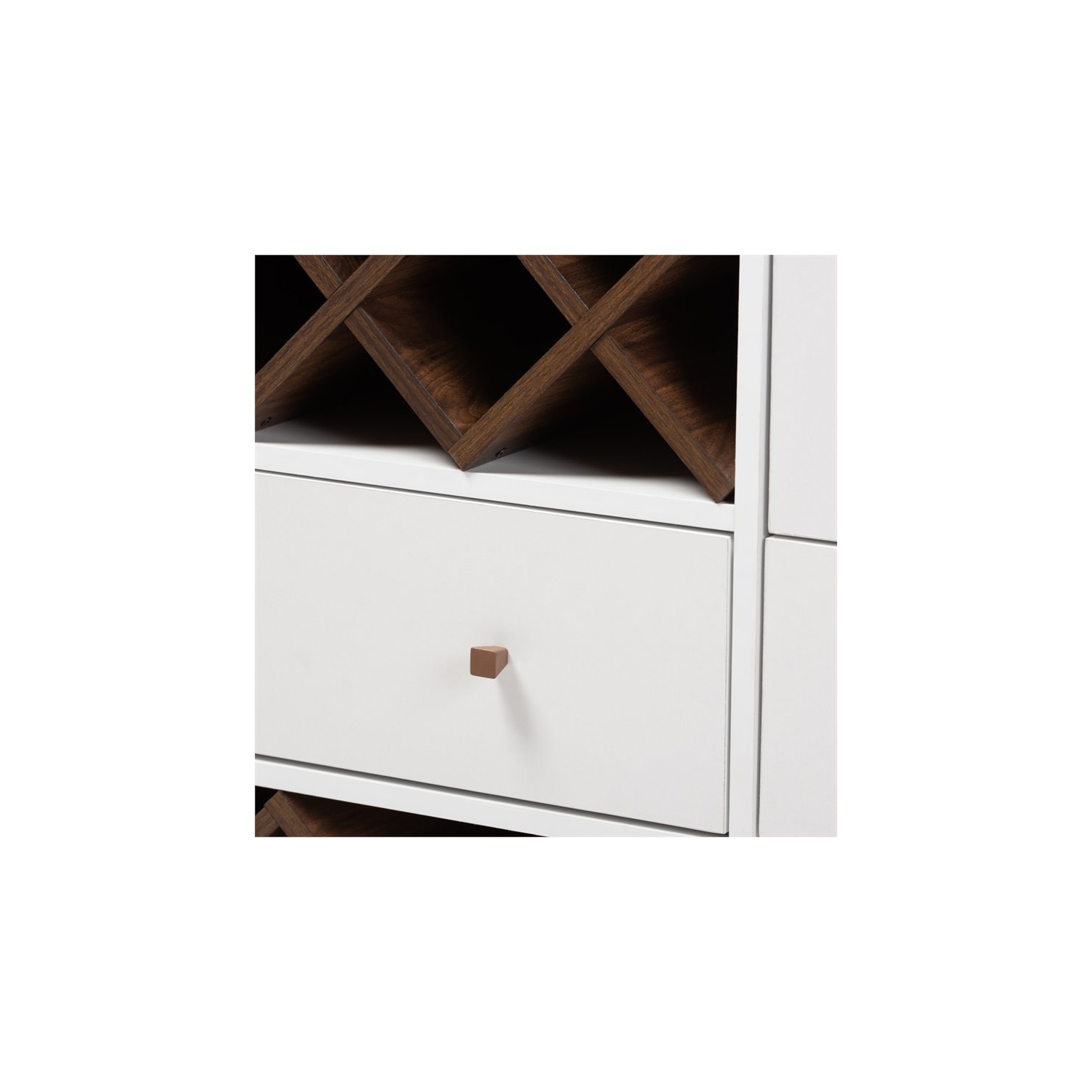 Bowery Hill Wood Wine Cabinet in White and Walnut
