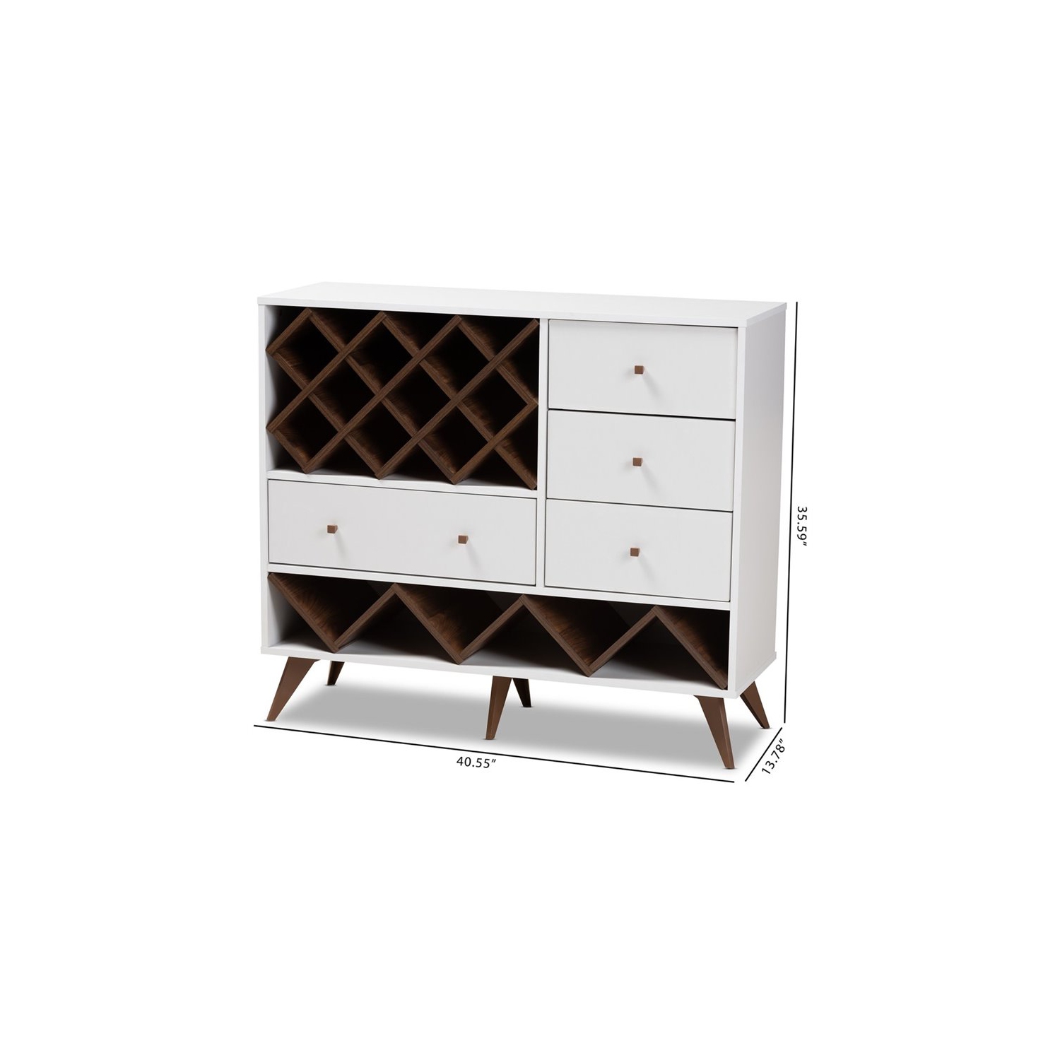 Bowery Hill Wood Wine Cabinet in White and Walnut