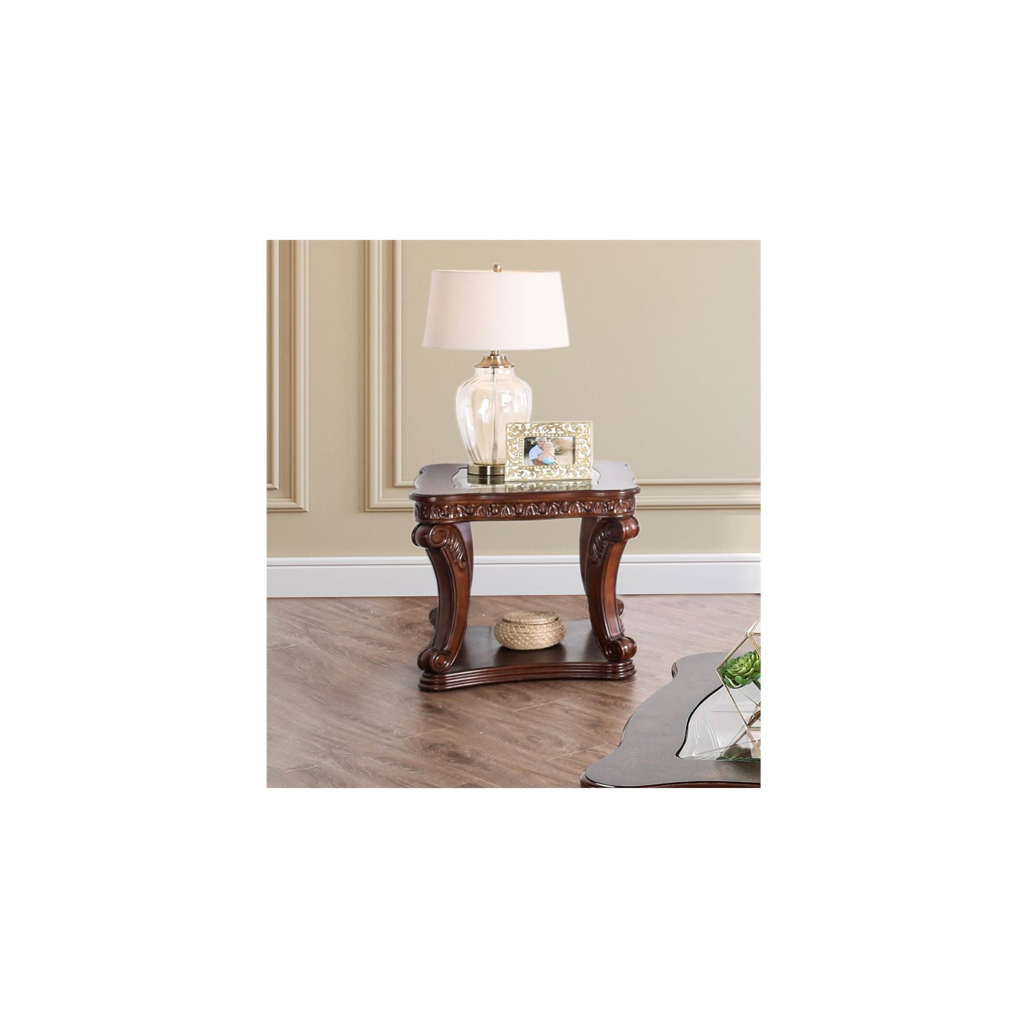 Bowery Hill Traditional Wood Open Shelf End Table in Dark Oak