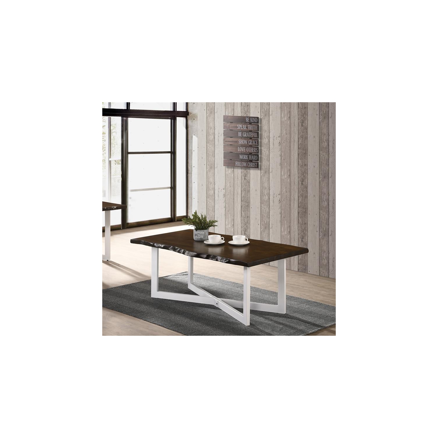 Furniture of America Baletto Contemporary Wood Coffee Table in Oak and White