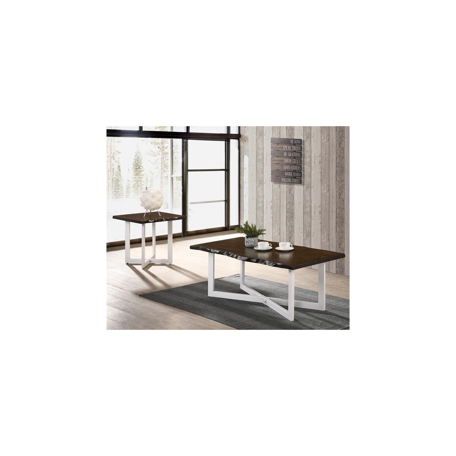 Furniture of America Baletto Contemporary Wood Coffee Table in Oak and White