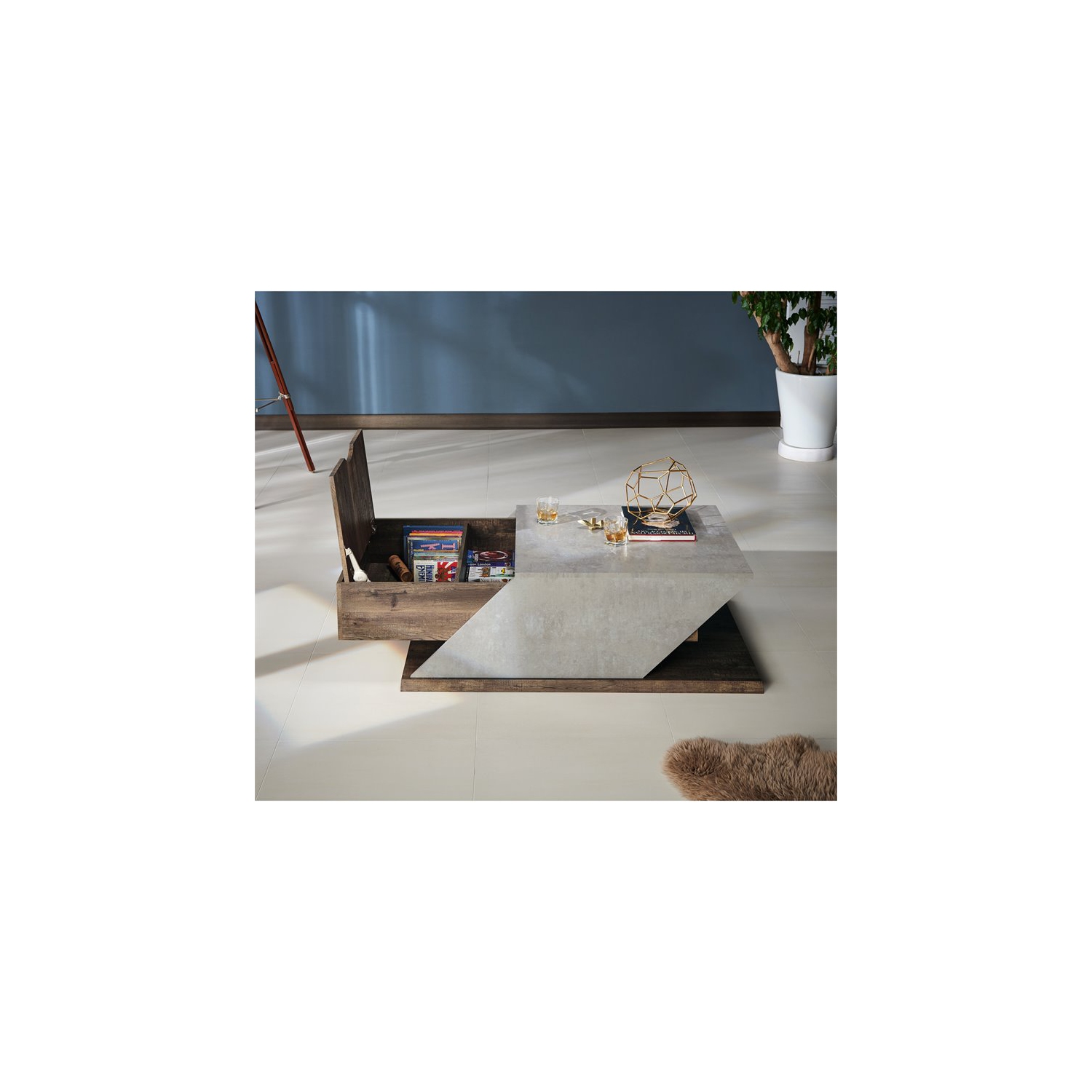 Bowery Hill Modern Wood Coffee Table in Reclaimed Oak