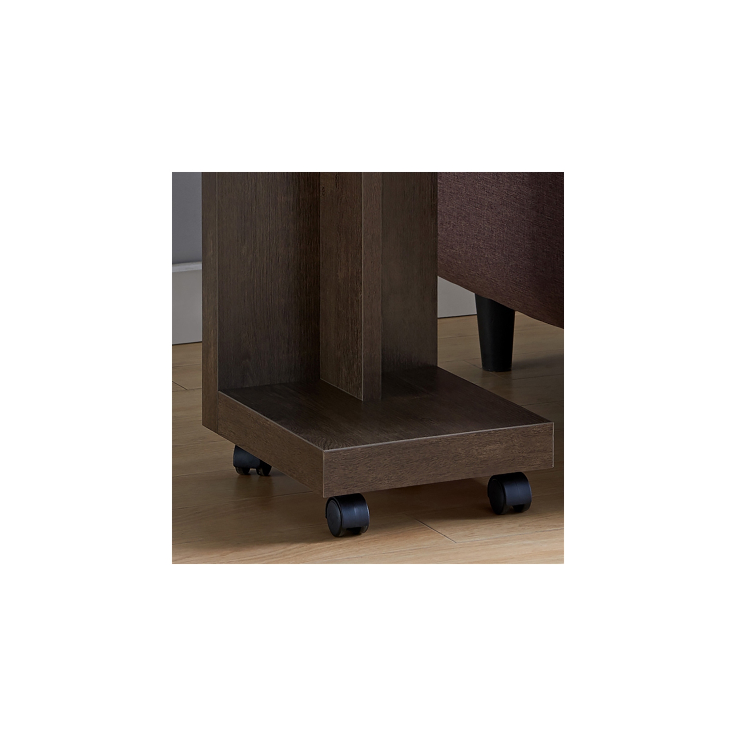 Furniture of America Vecker Modern Wood Mobile End Table in Walnut Oak