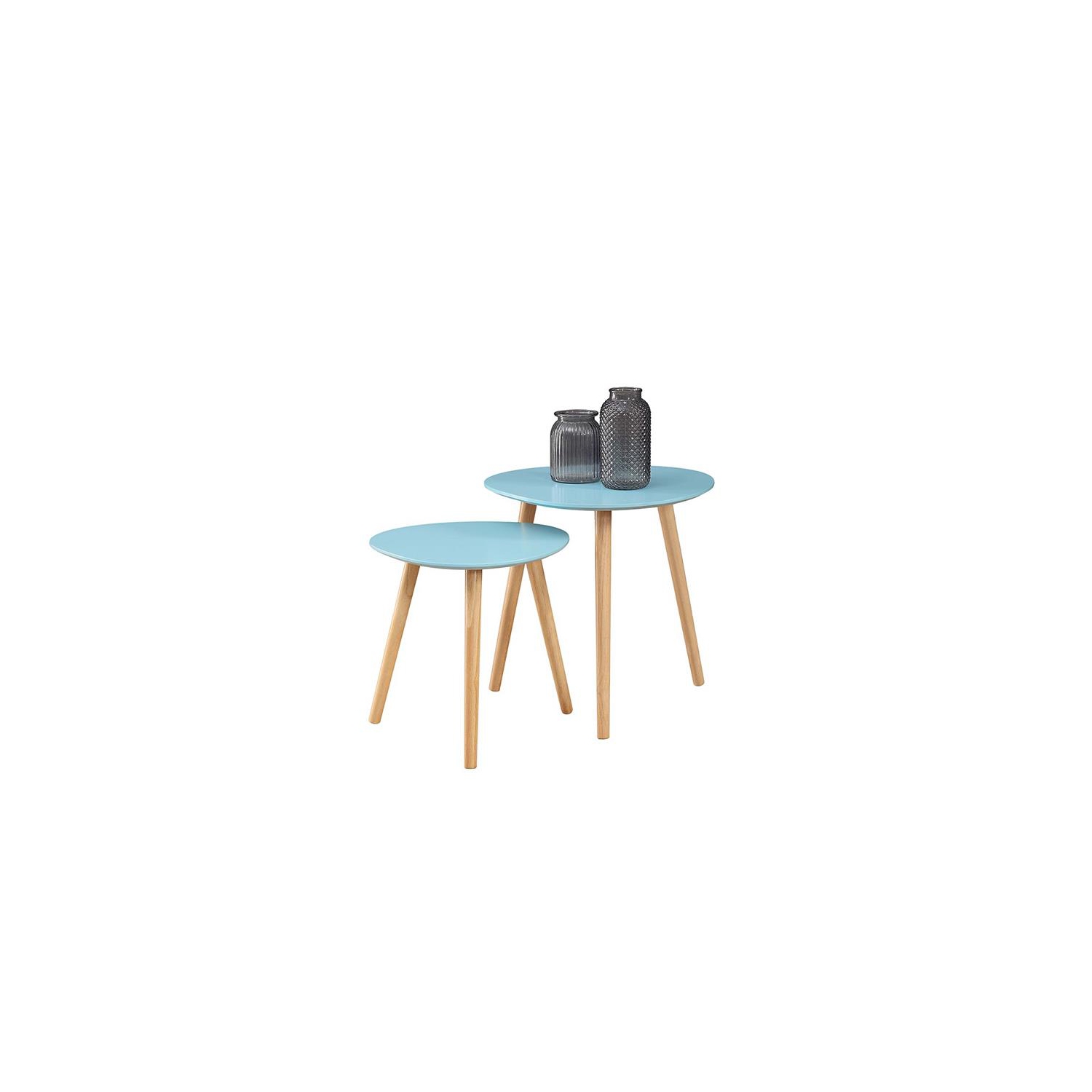 Convenience Concepts Oslo Nesting End Tables in Mint Green Wood Finish