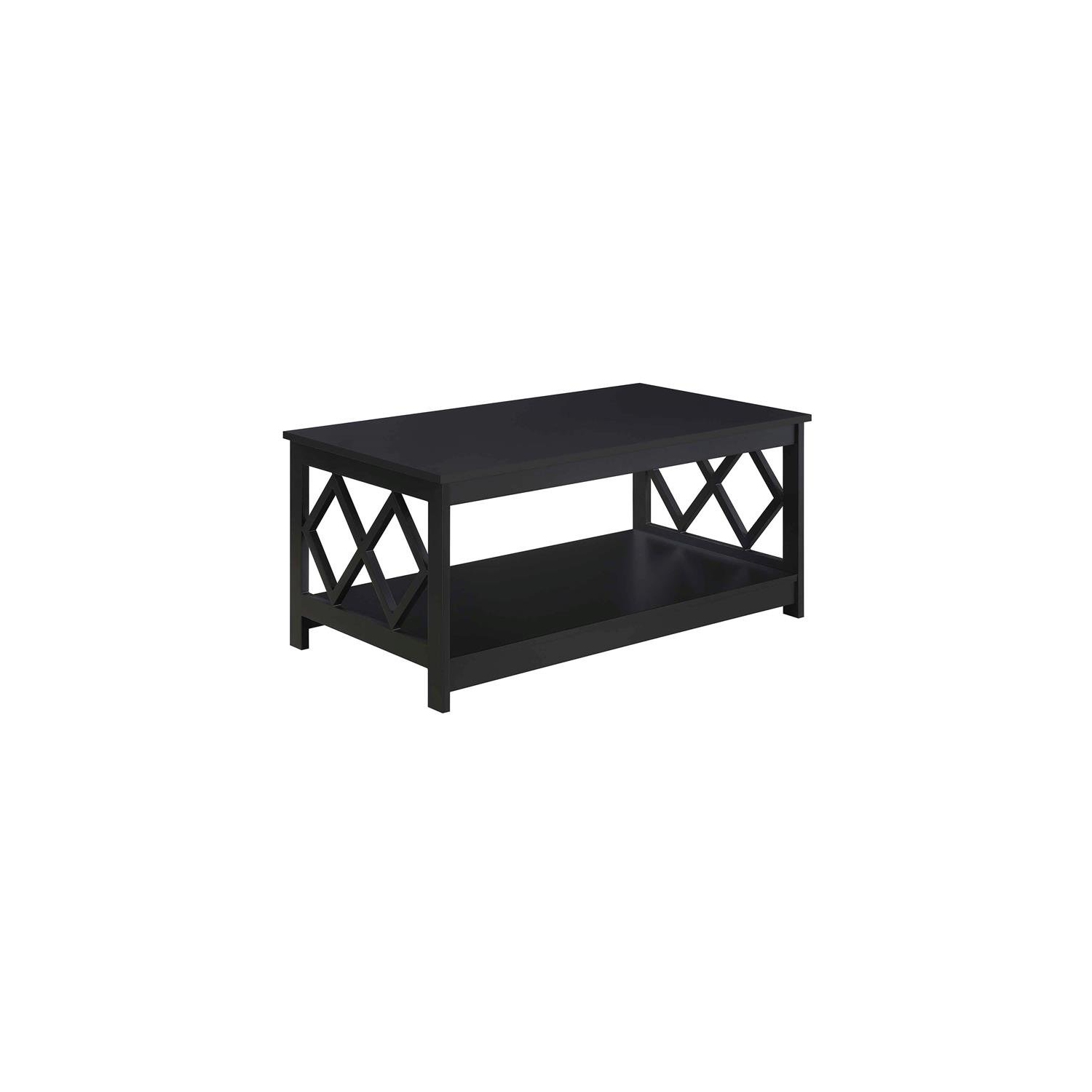 Convenience Concepts Diamond Wood Coffee Table in Black Wood Finish